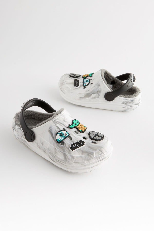 White Grey Star Wars Marble Slipper Clogs