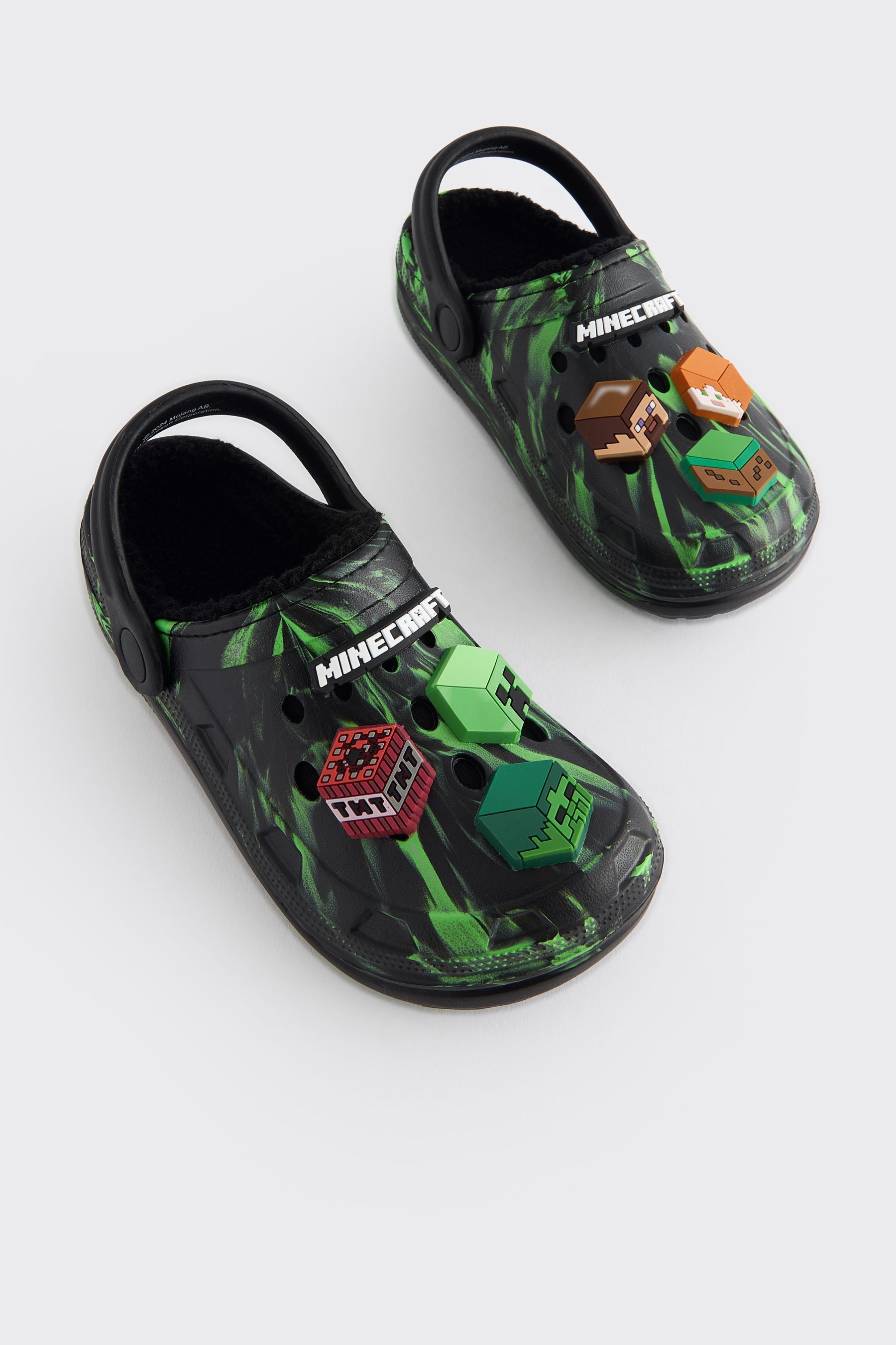 Black/Green Minecraft Fleece Lined Slipper Clogs