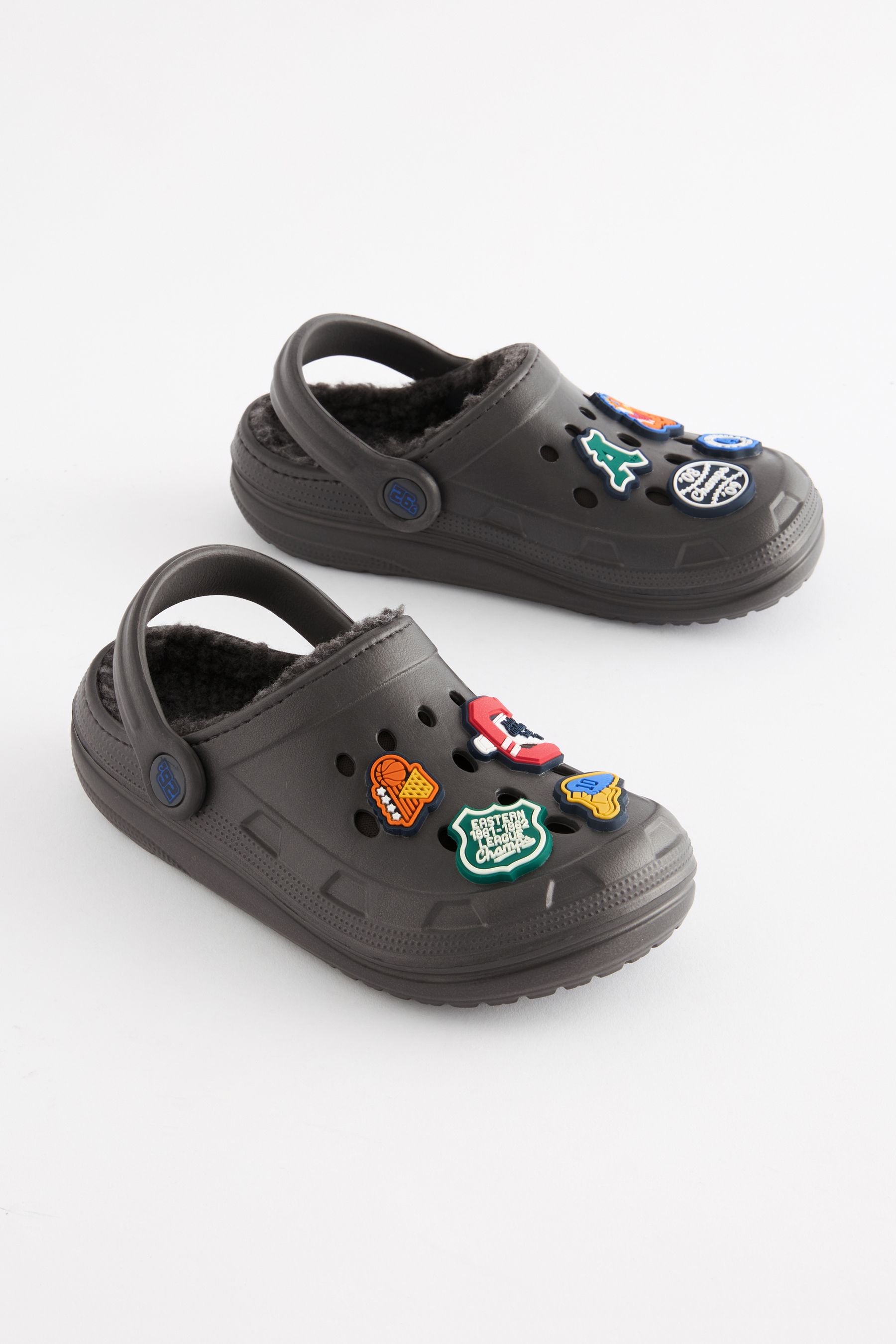 Grey Sports Badge Slipper Clogs