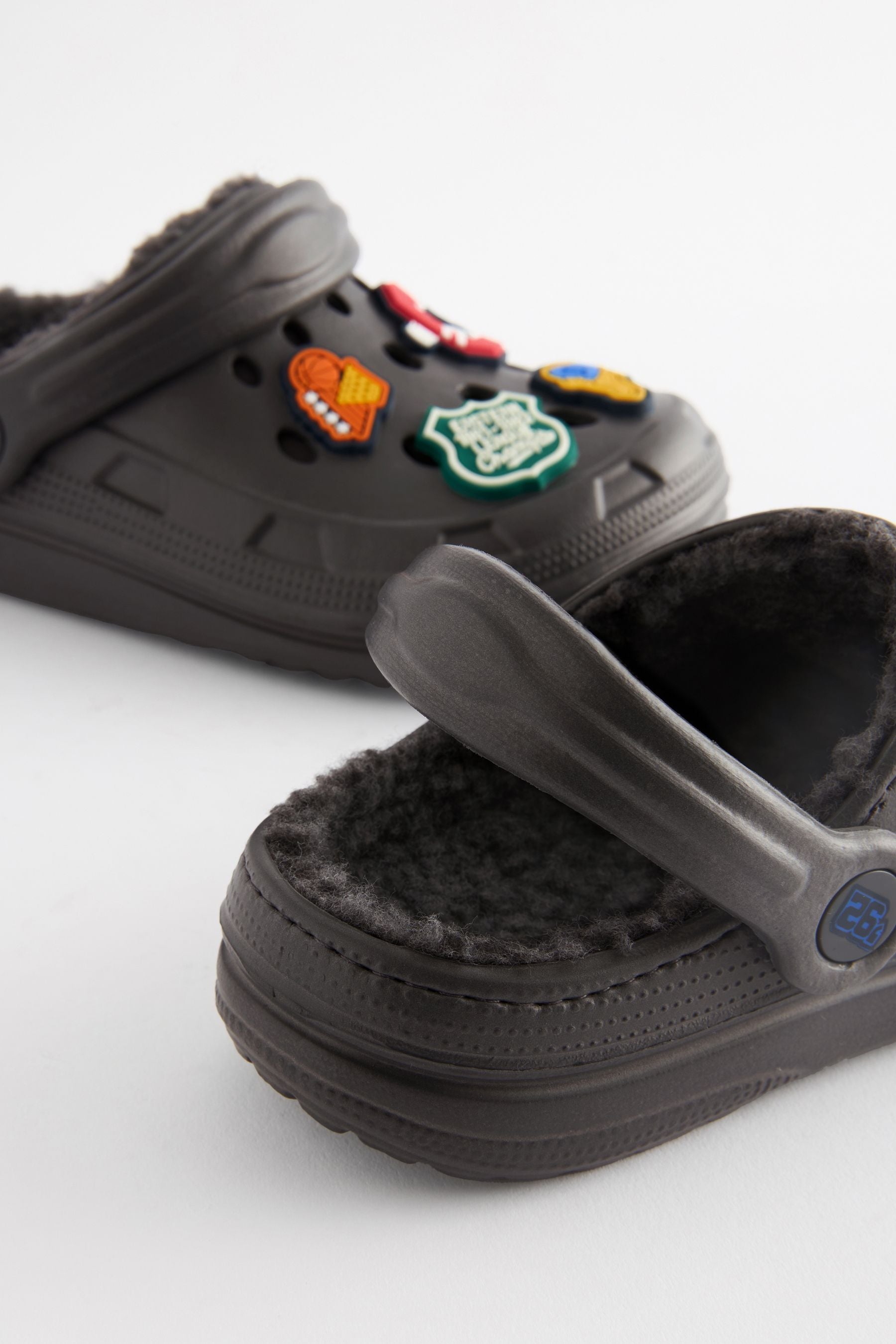 Grey Sports Badge Slipper Clogs