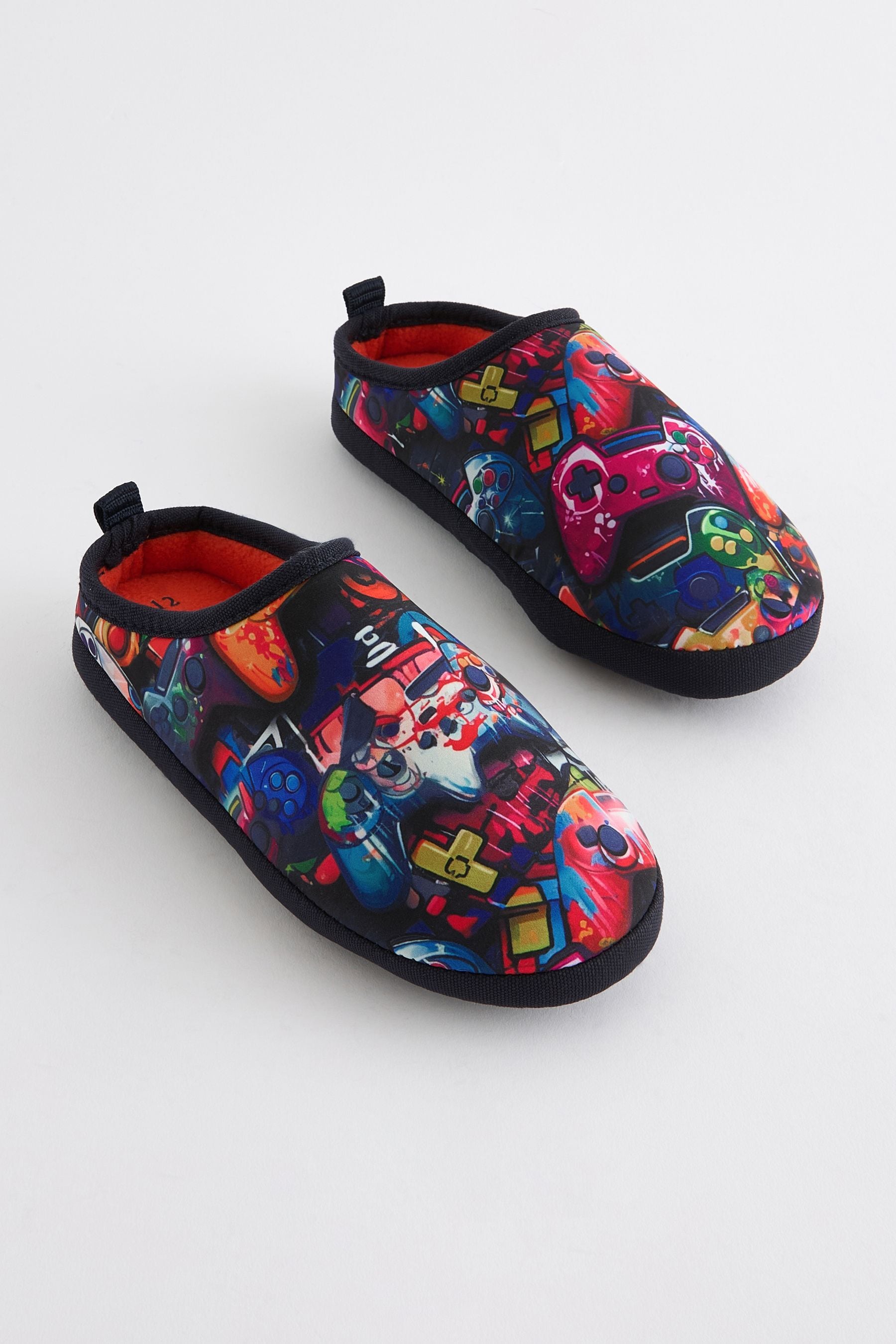 Bright Gamer Patterned Mule Slippers