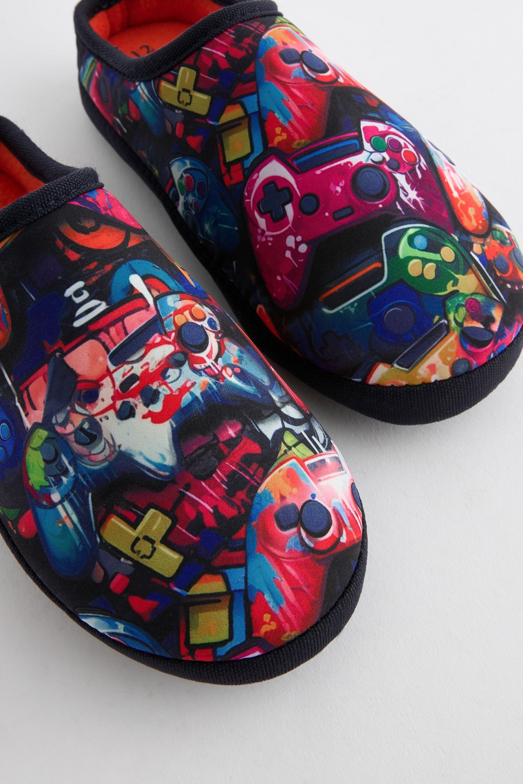 Bright Gamer Patterned Mule Slippers