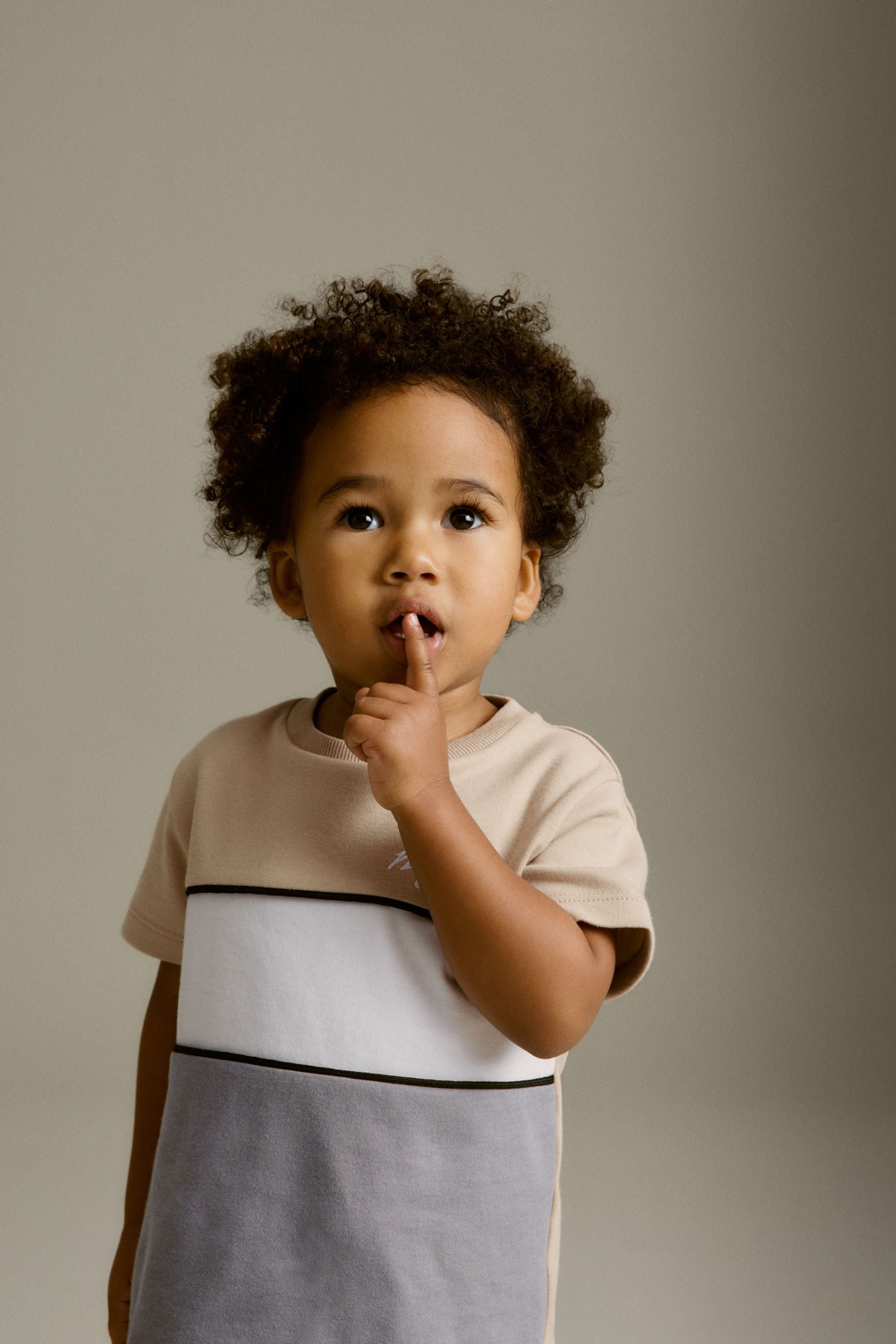 Neutral 100% Cotton Short Sleeve Colourblock T-Shirt and Shorts Set (3mths-7yrs)