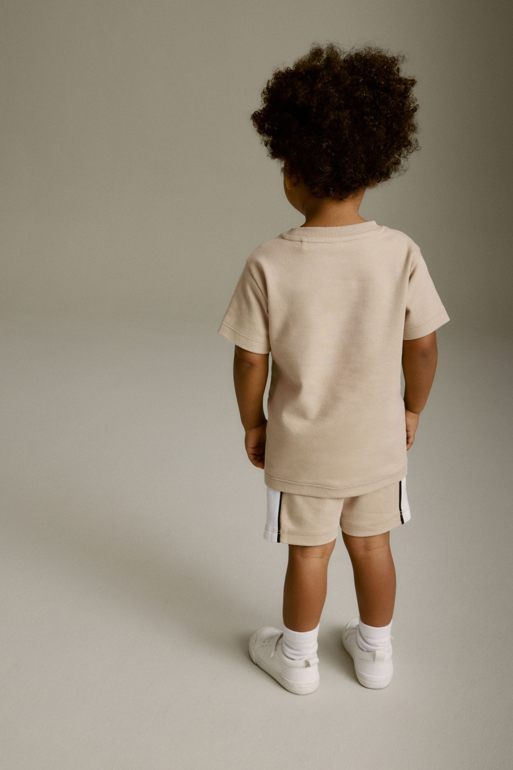 Neutral 100% Cotton Short Sleeve Colourblock T-Shirt and Shorts Set (3mths-7yrs)