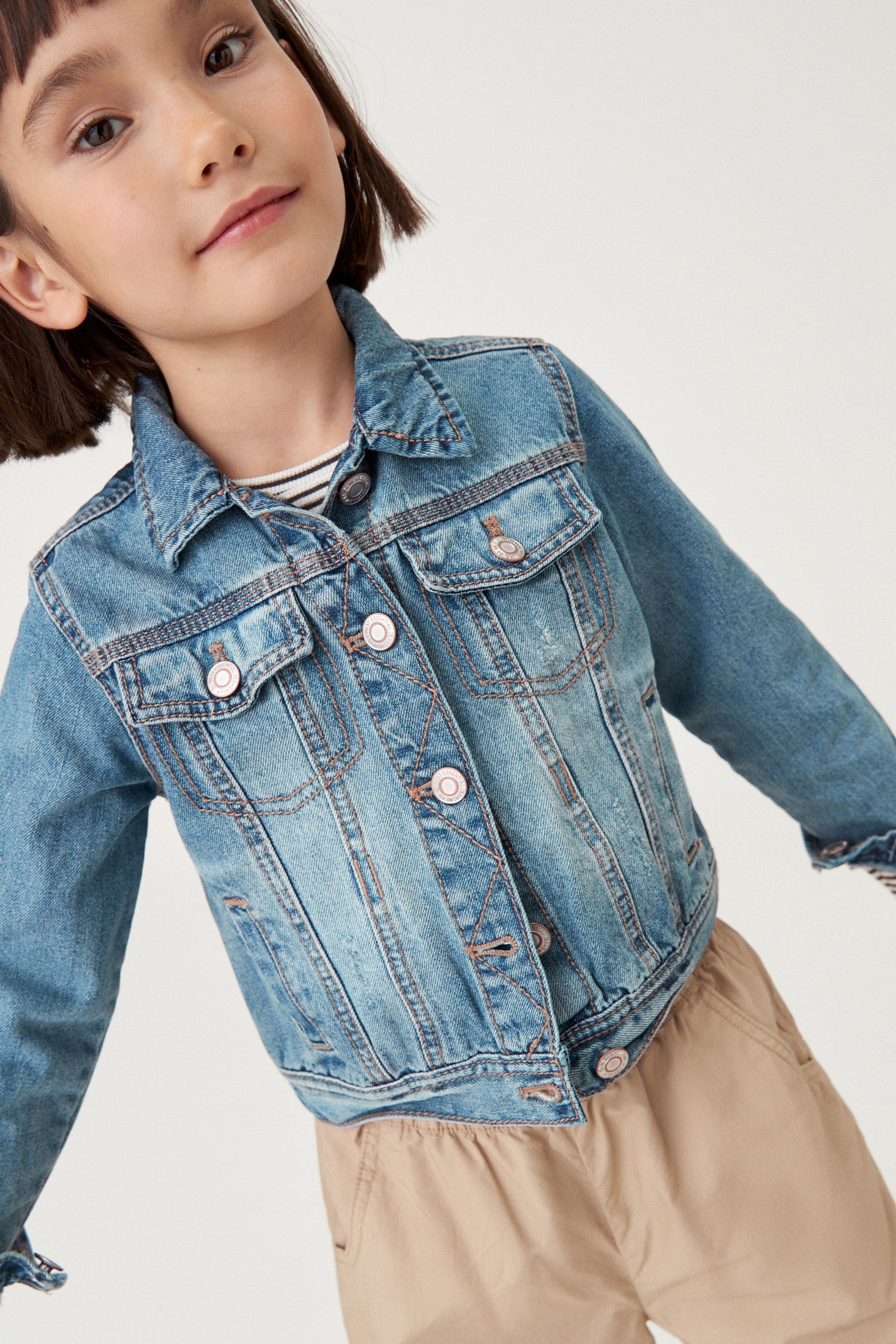 Mid Blue Denim Heart Western 100% Cotton Jacket (3-16yrs)