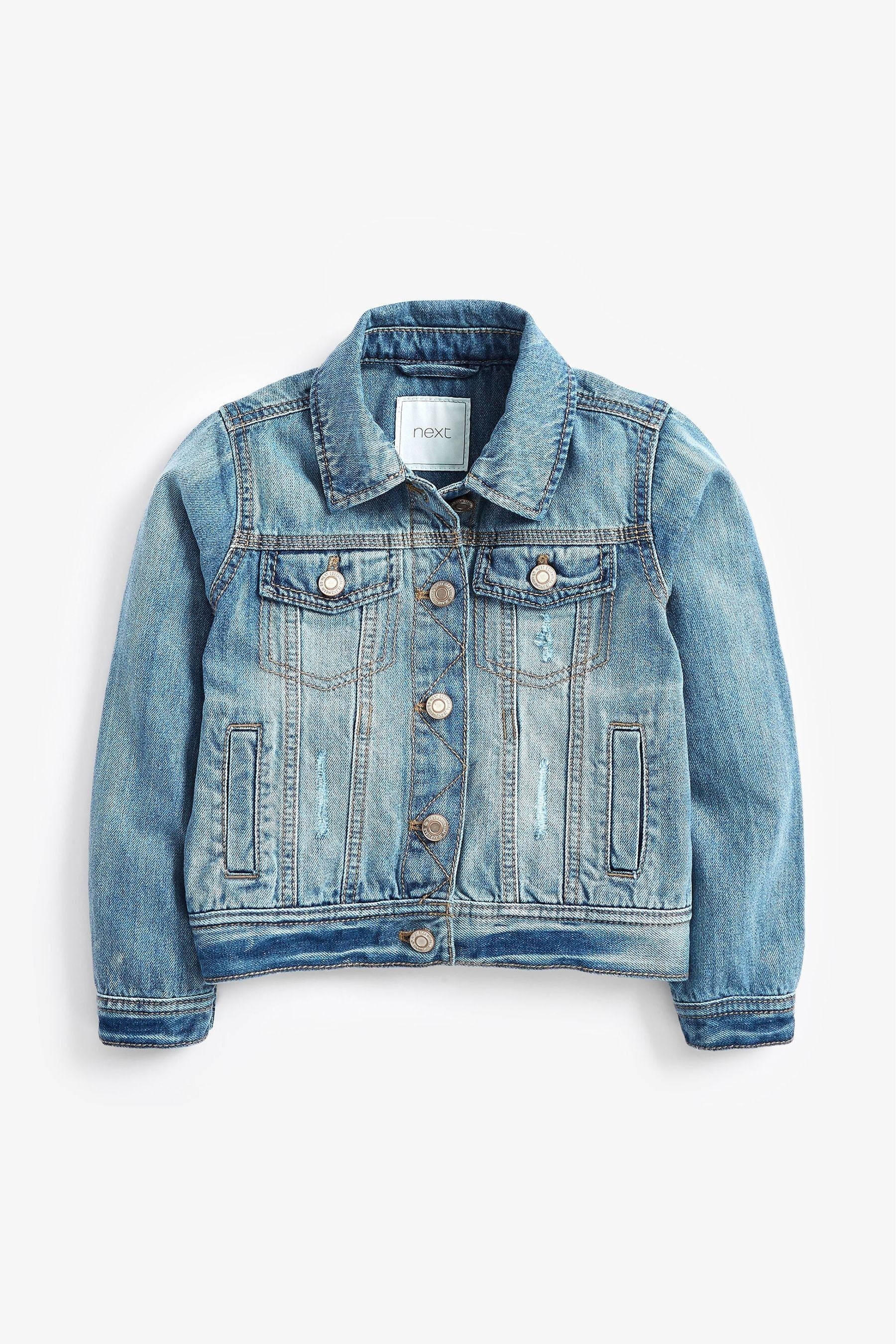 Mid Blue Denim Heart Western 100% Cotton Jacket (3-16yrs)