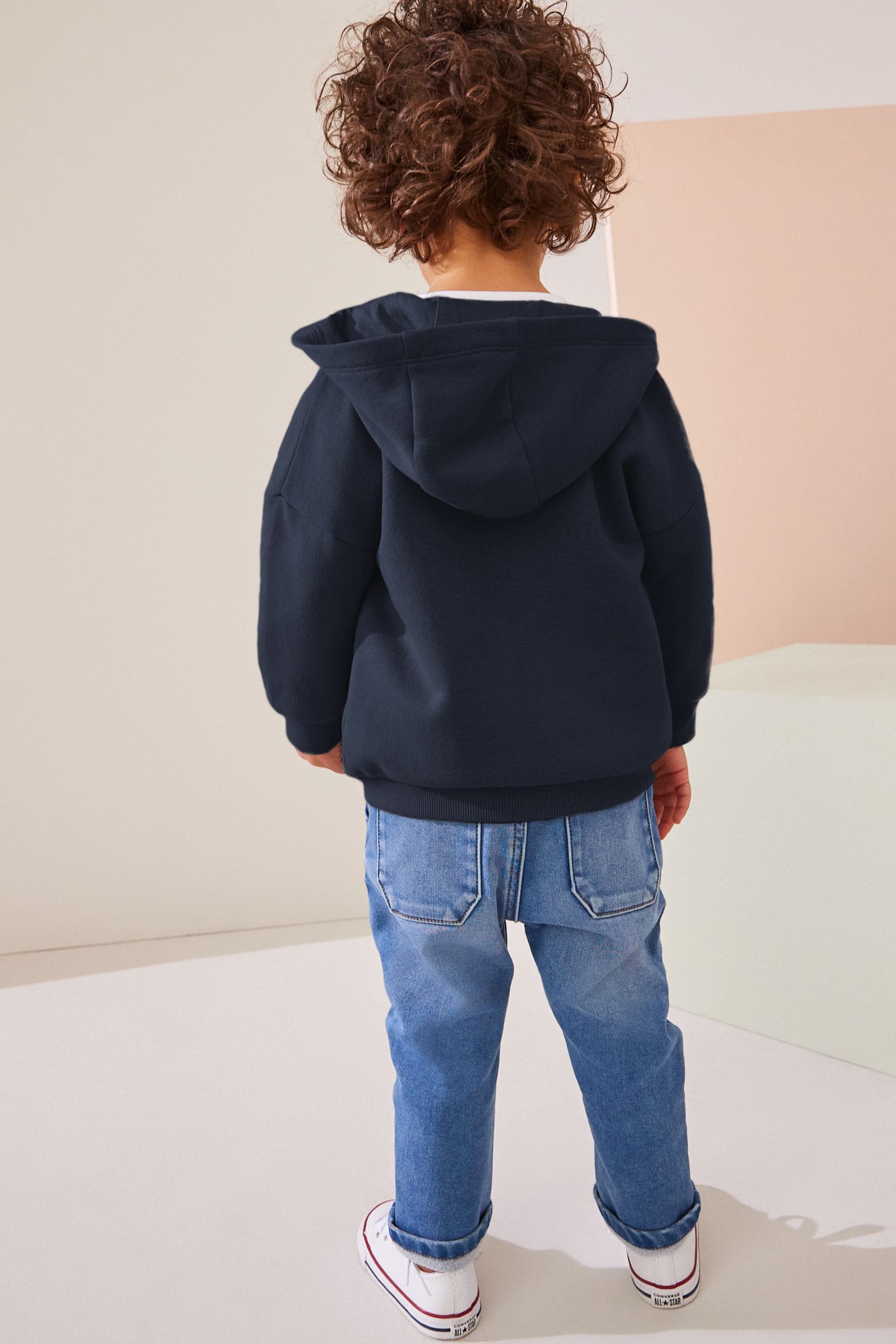 Navy Blue Zip Through Hoodie (3mths-7yrs)