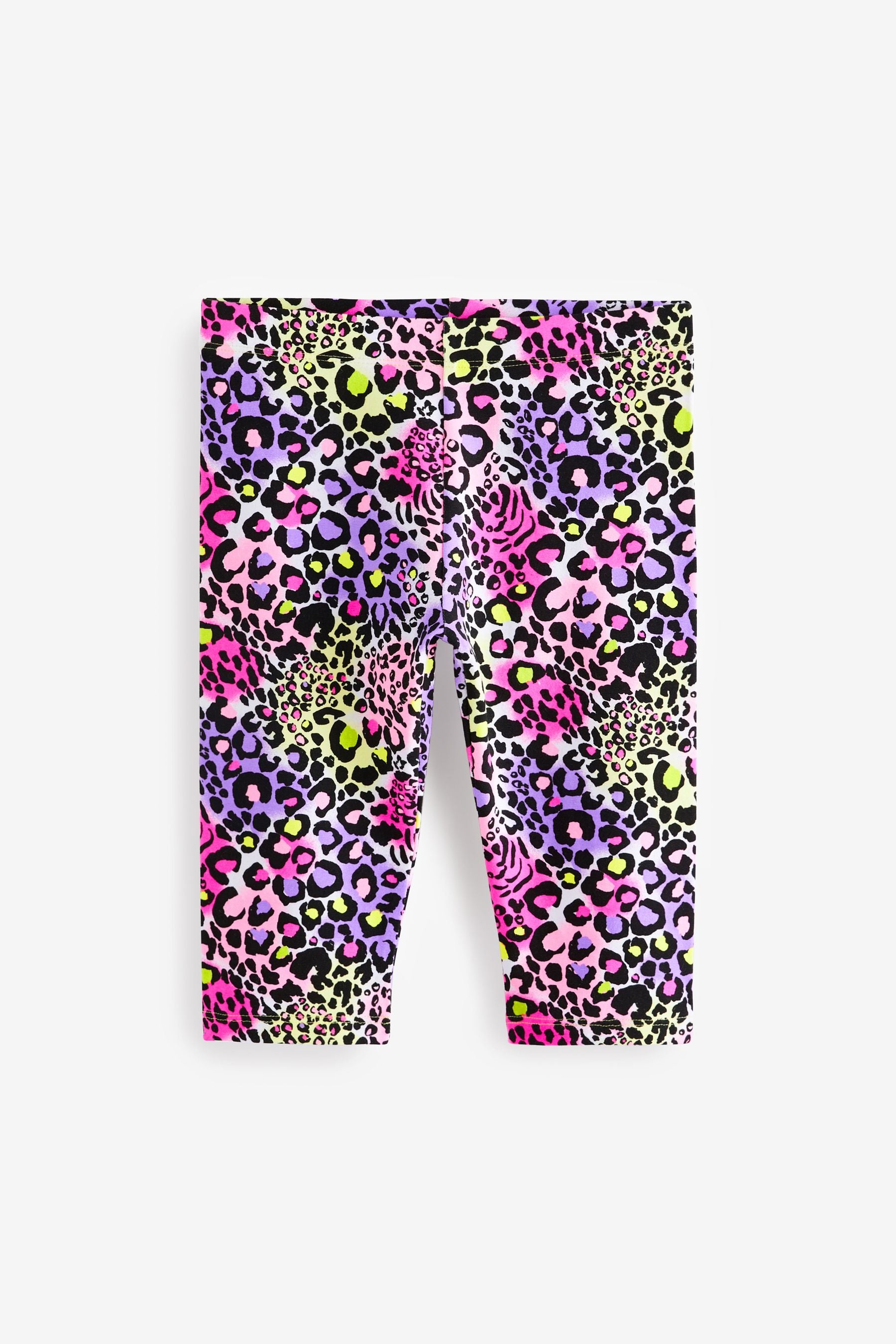 Black/ Pink/ Blue/ Animal Print Cropped Leggings 4 Pack (3-16yrs)