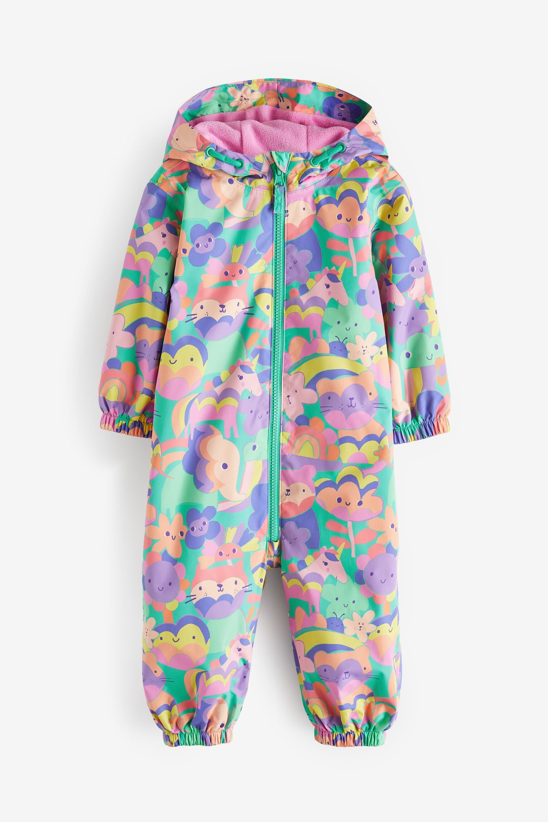 Multi Lightweight Waterproof Fleece Lined Printed Puddlesuit (3mths-7yrs)