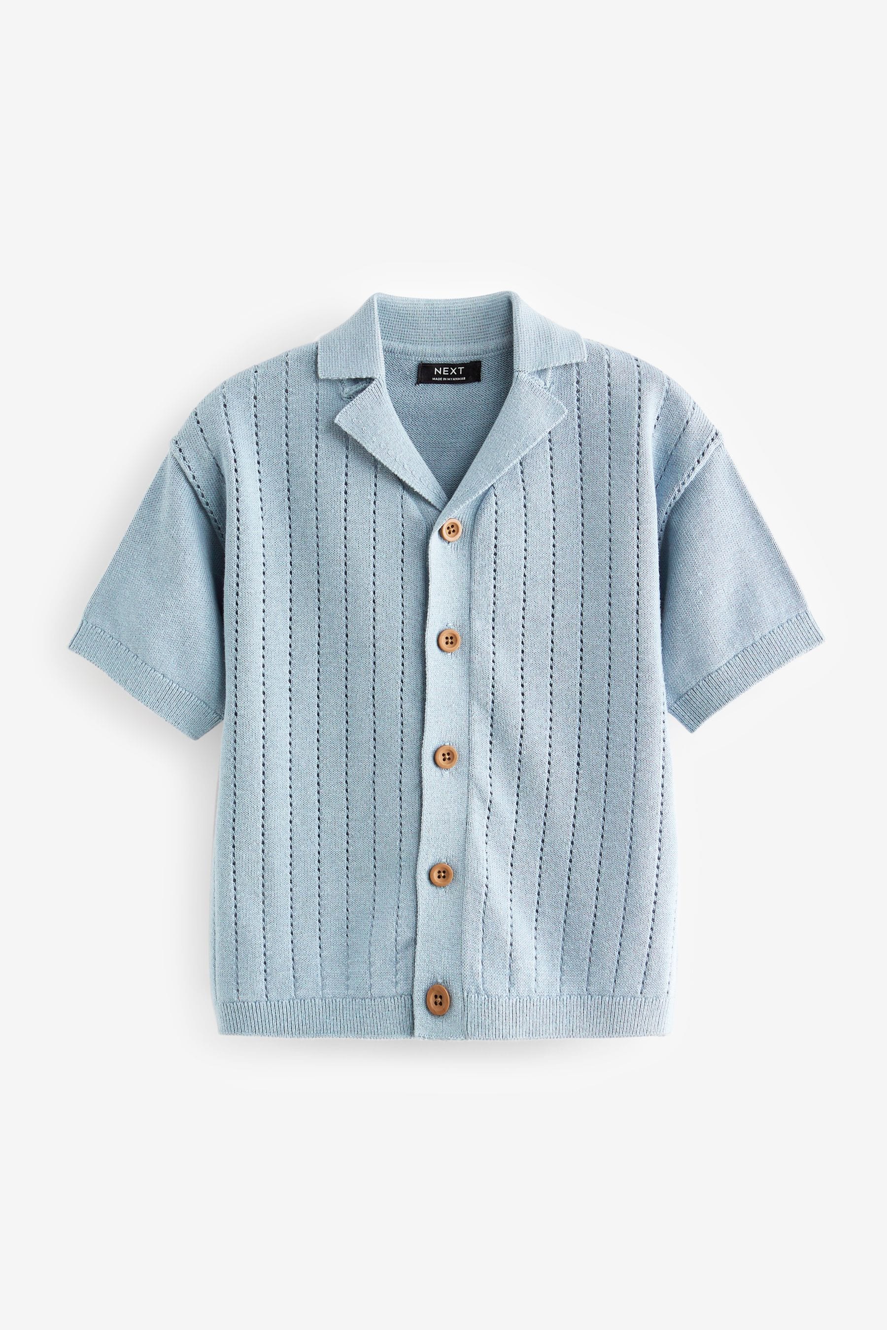 Blue 100% Cotton Short Sleeved Button Through Polo Shirt (3mths-7yrs)