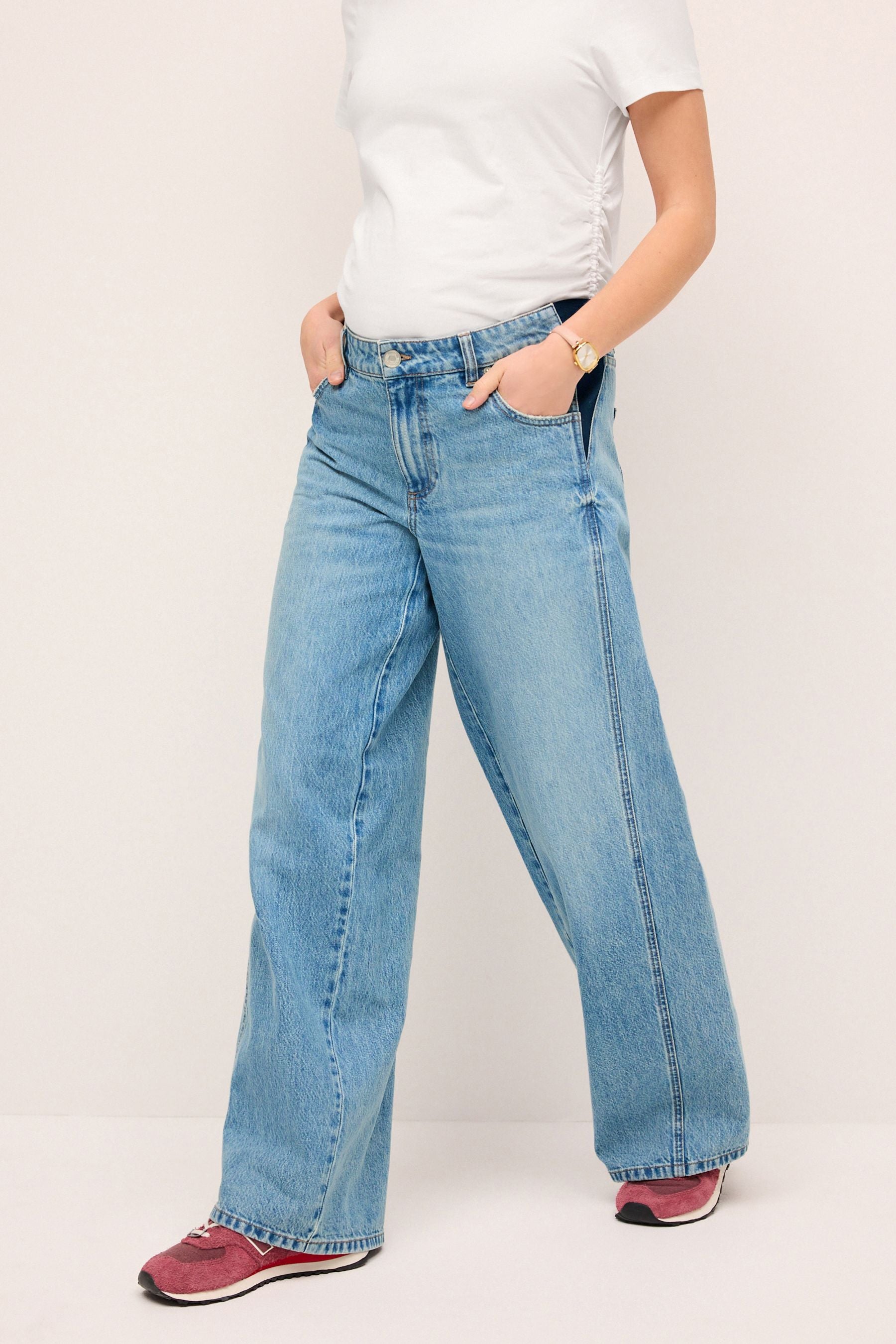 Bleach Denim Maternity Wide Leg Jeans