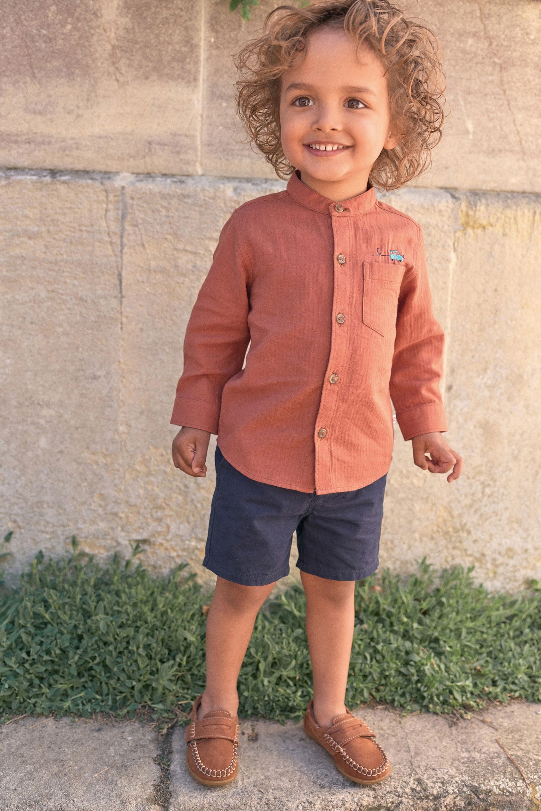 Tan Brown Standard Fit (F) Leather Penny Loafers with Touch and Close Fastening