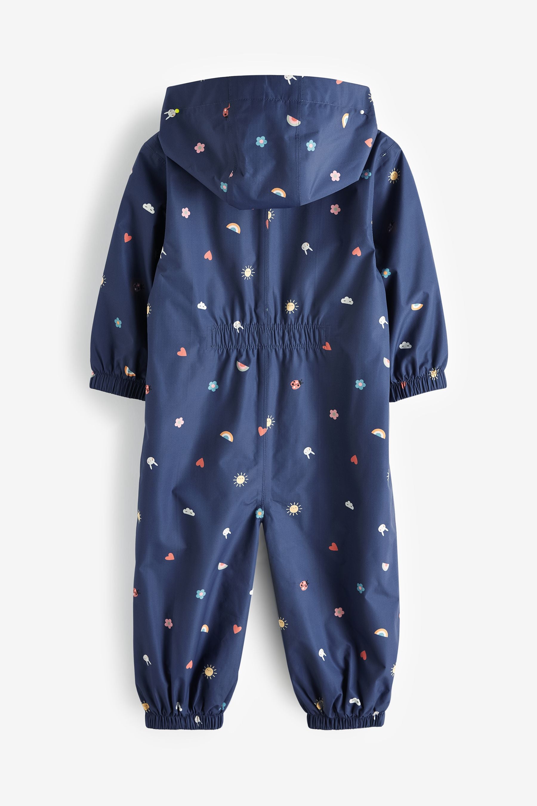 Navy Lightweight Waterproof Fleece Lined Printed Puddlesuit (3mths-7yrs)