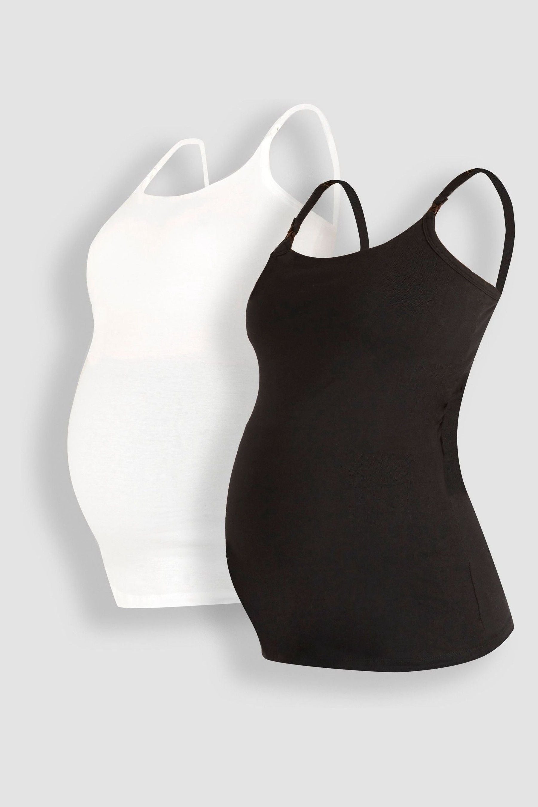 Black & White JoJo Maman Bébé 2-Pack Maternity & Nursing Vest Tops