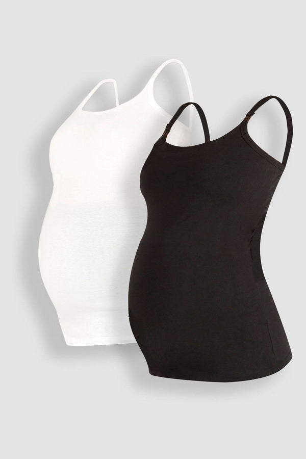 JoJo Maman B?©b?© Black & White 2-Pack Maternity & Nursing Vest Tops