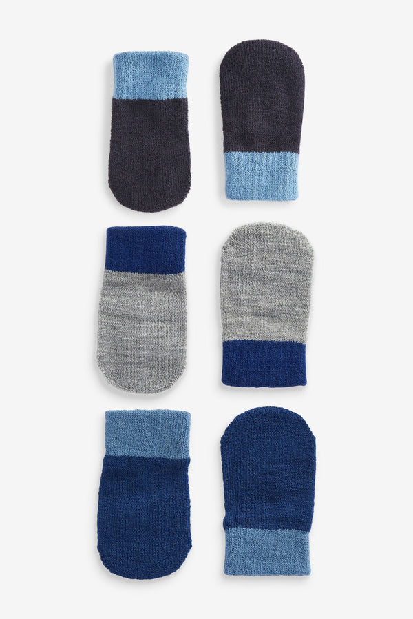 Navy/Blue/Grey Mittens 3 Pack (3mths-6yrs)