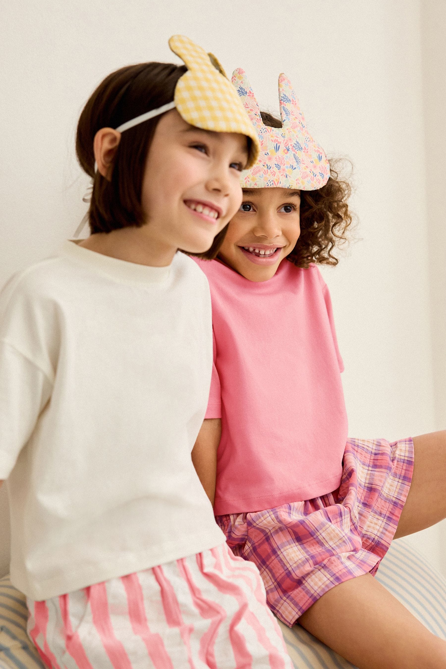 Pink/Cream Woven Check 100% Cotton Pyjamas 2 Pack (3-16yrs)