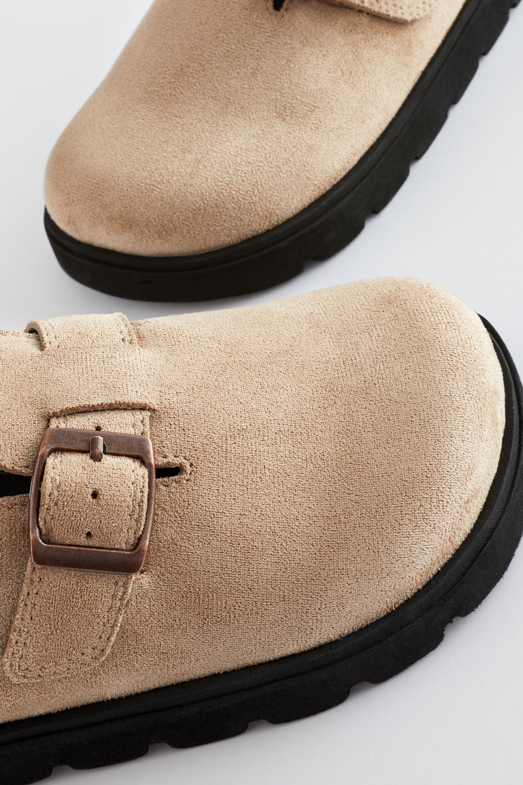 Neutral Brown Touch Fastening Chunky Clogs