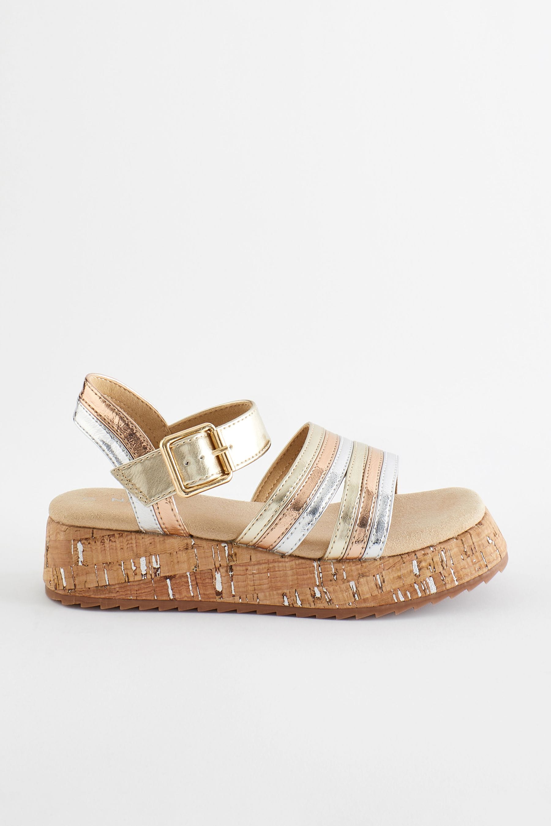 Metallic Gold Platform Wedge Sandals