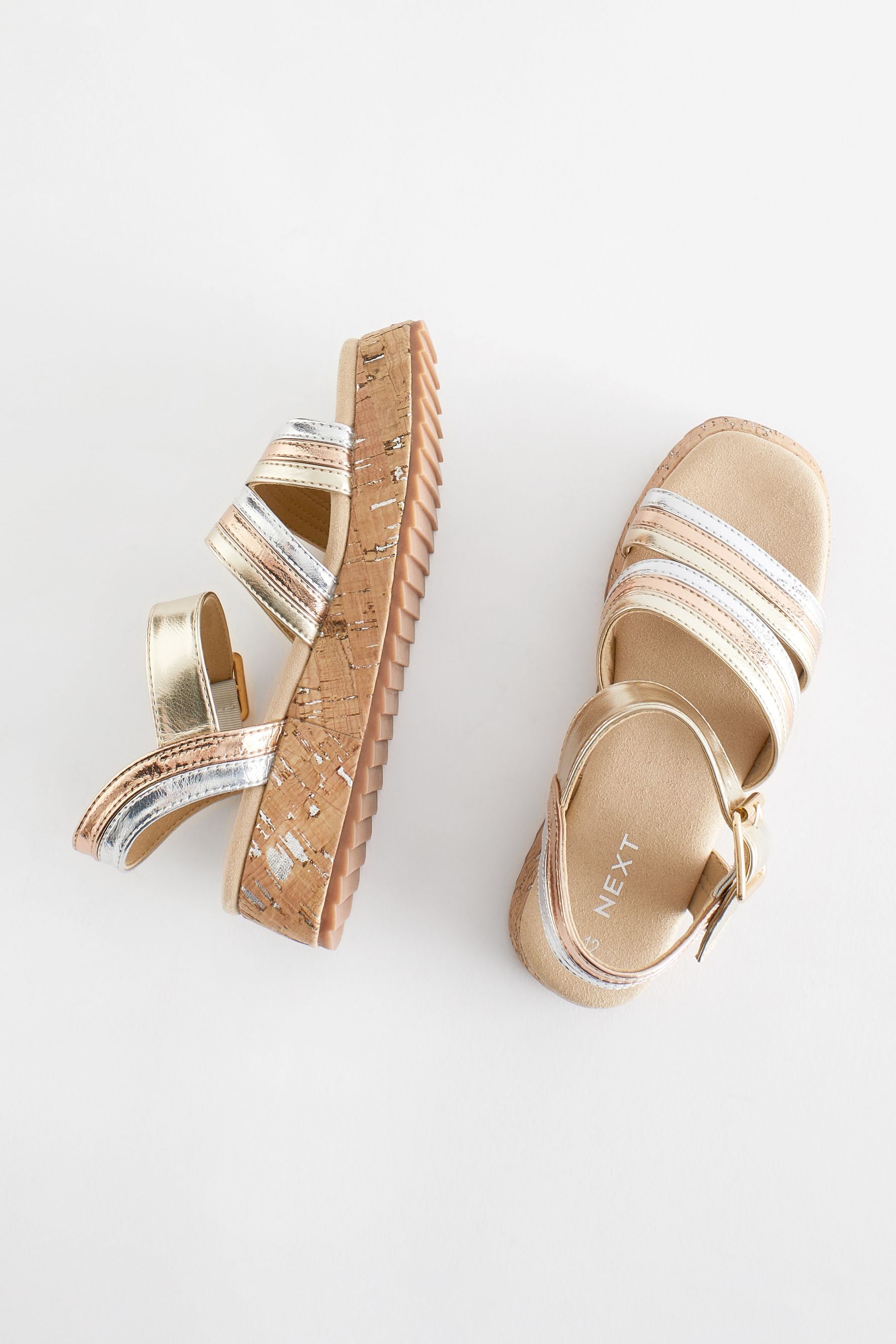 Metallic Gold Platform Wedge Sandals