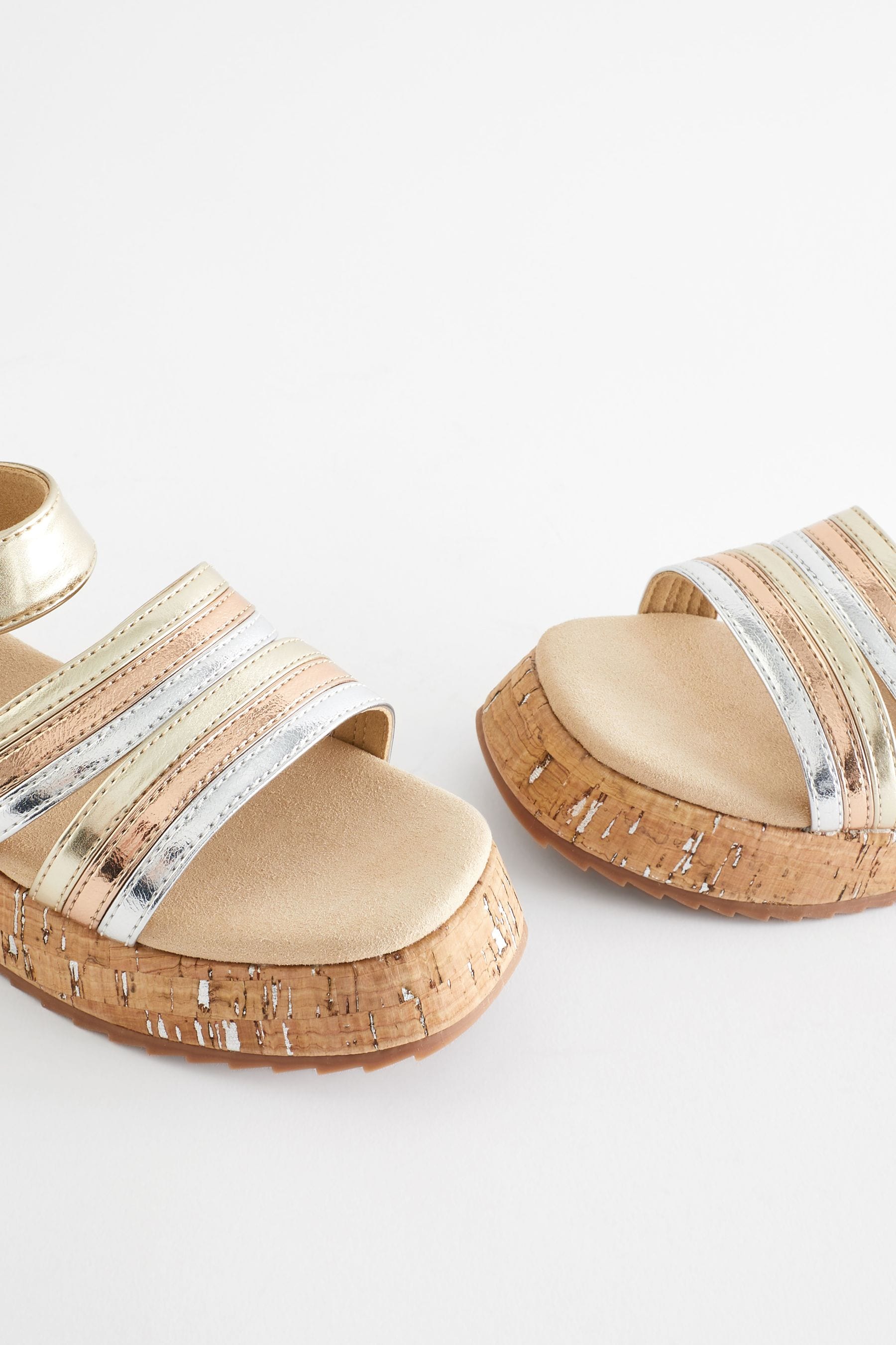 Metallic Gold Platform Wedge Sandals