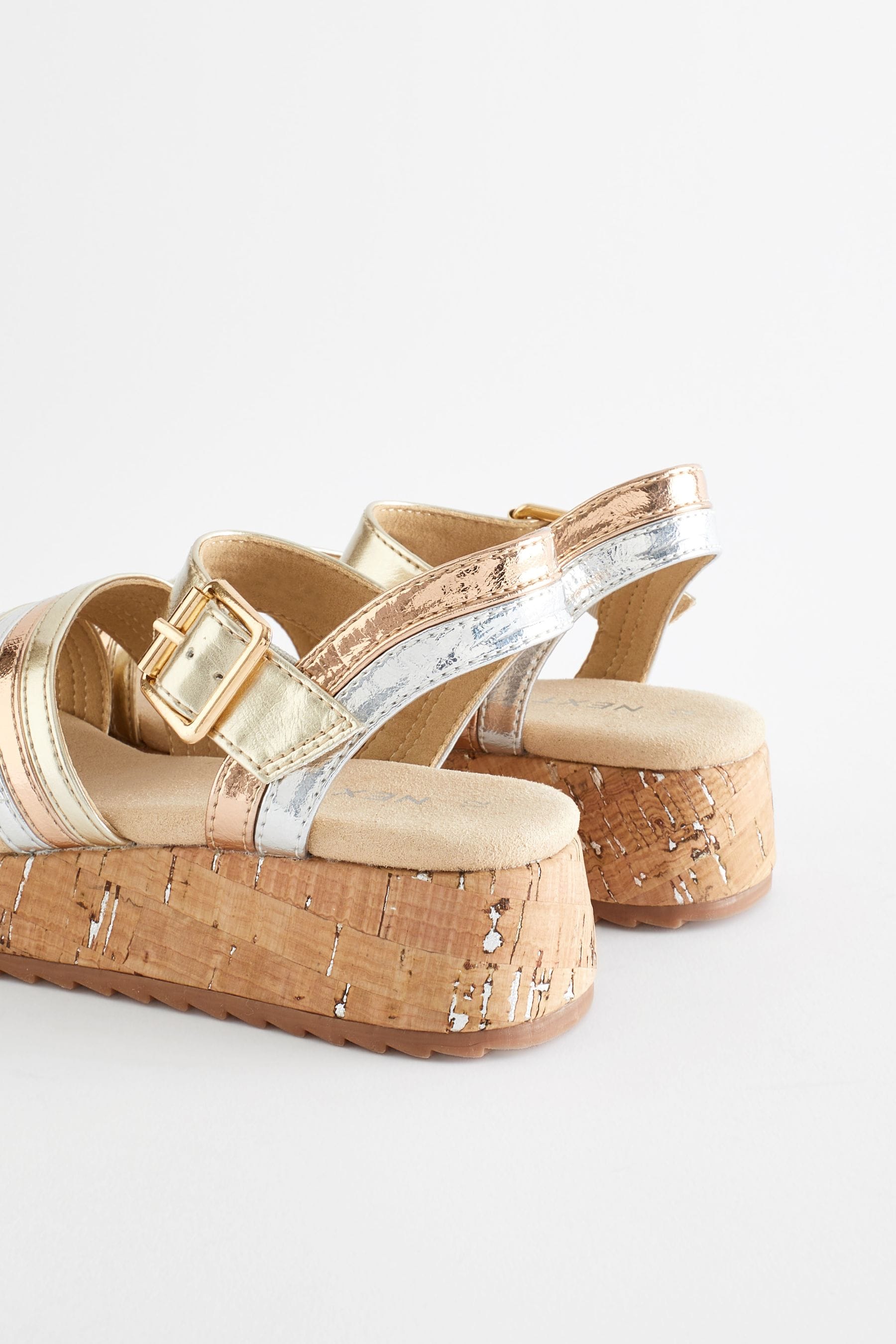 Metallic Gold Platform Wedge Sandals