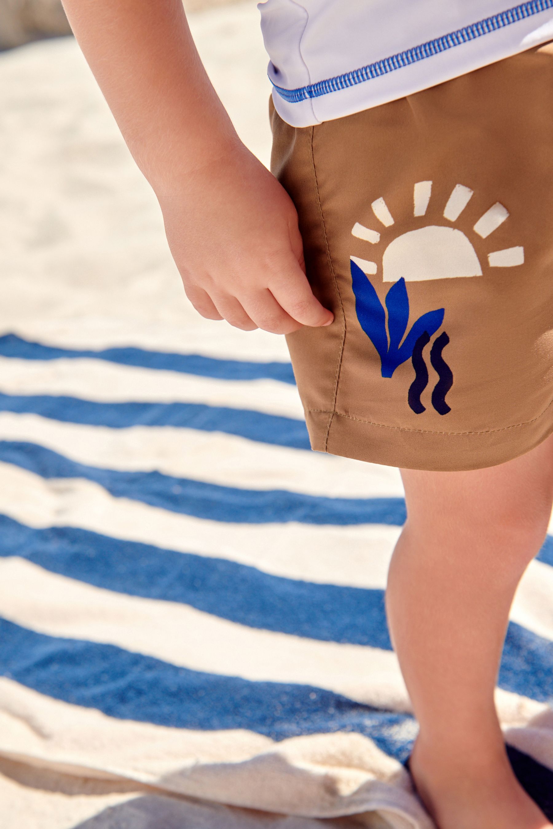 Neutral and Cobalt Sunsafe Top and Shorts Set (3mths-7yrs)