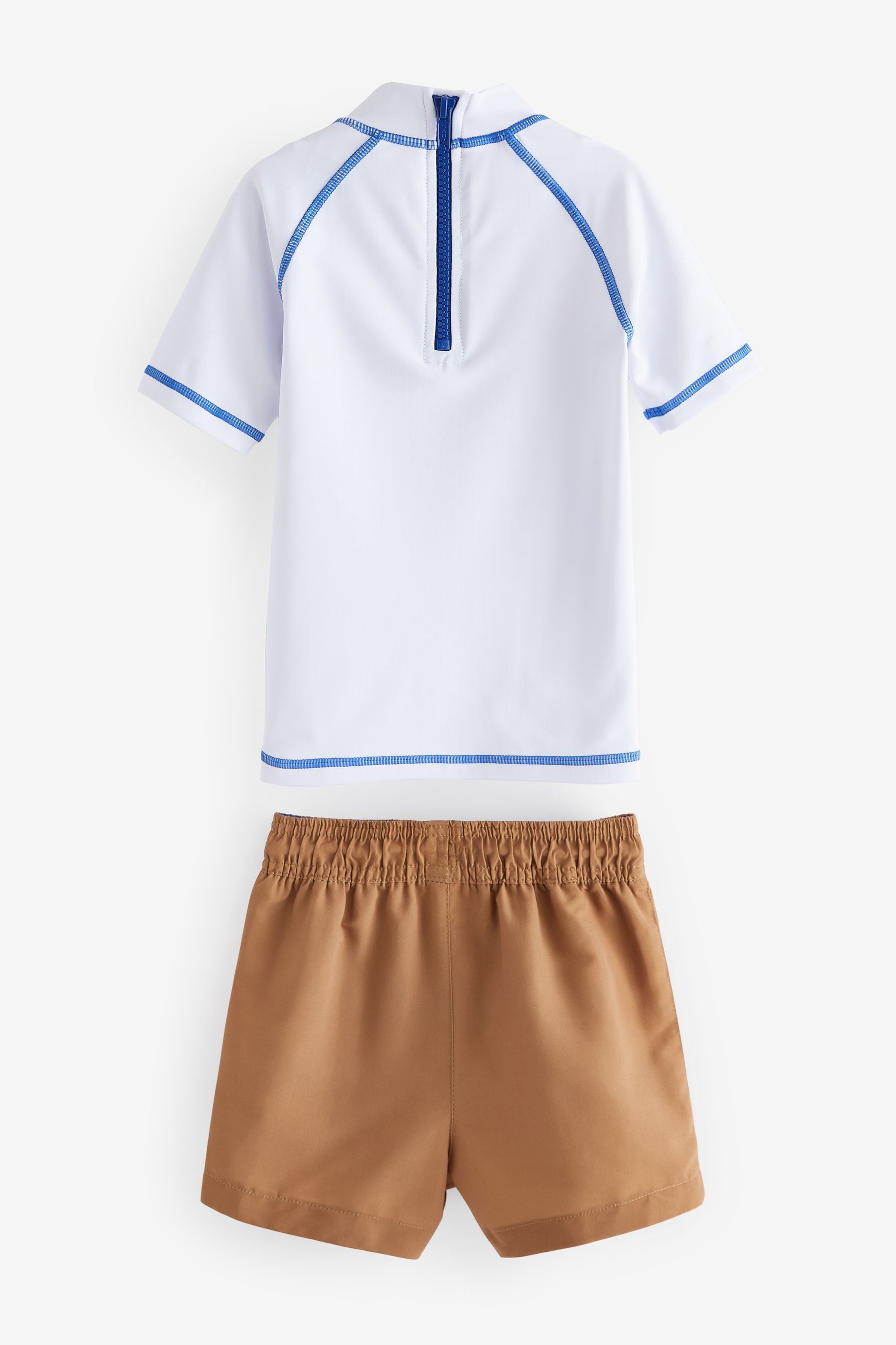 Neutral and Cobalt Sunsafe Top and Shorts Set (3mths-7yrs)