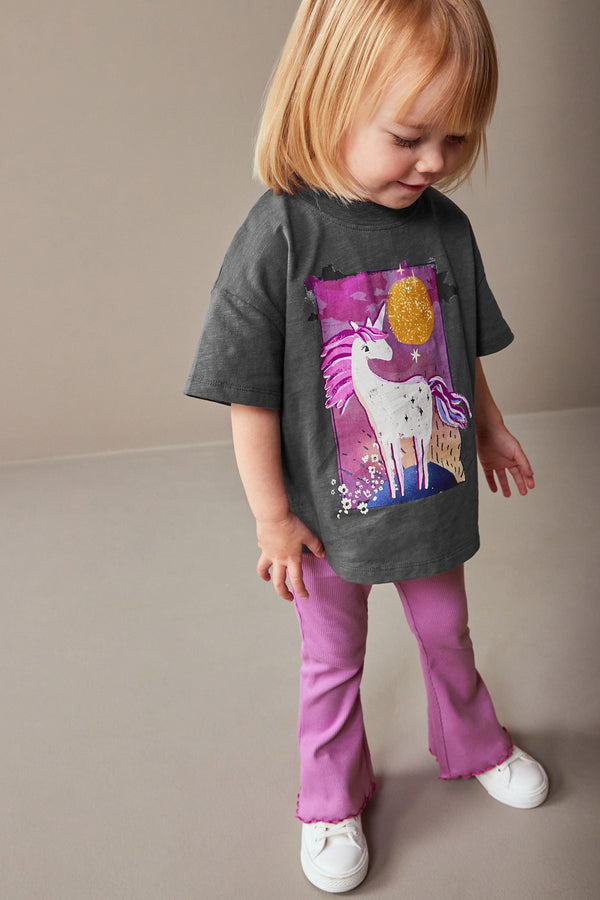 Purple Unicorn Flare Legging & Top Set (3mths-7yrs)