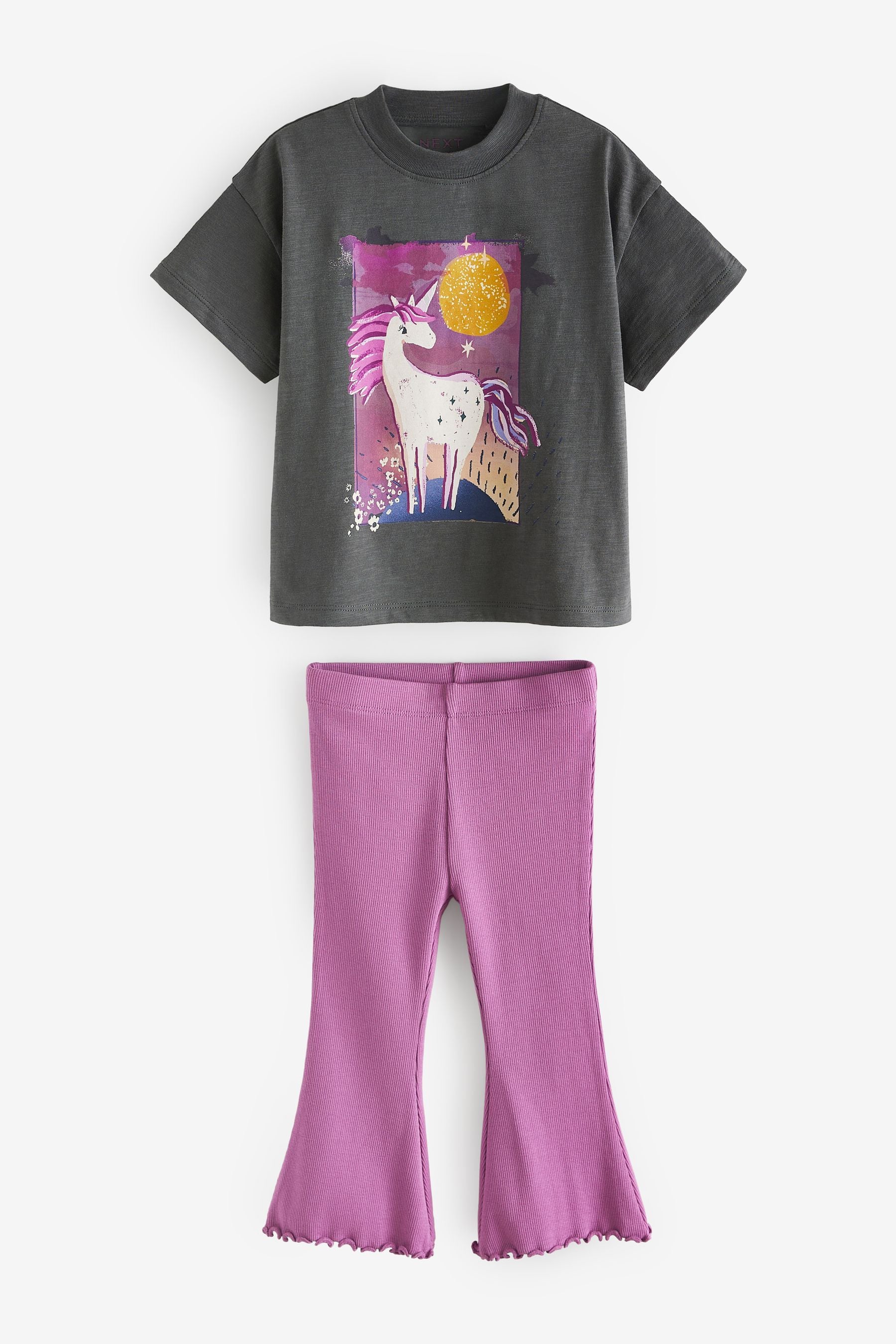 Purple Unicorn Flare Legging & Top Set (3mths-7yrs)