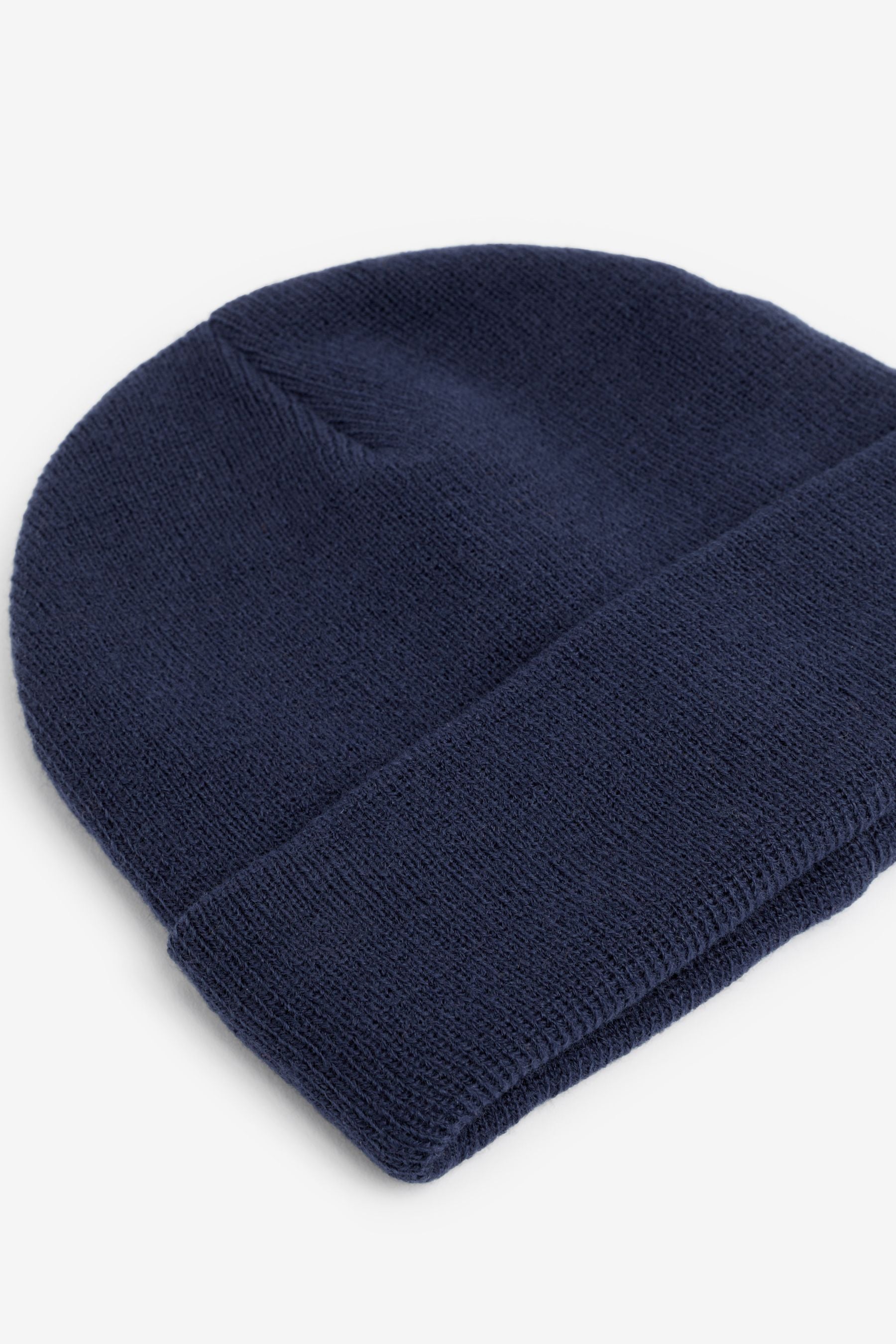 Navy Blue Flat Knit Beanie Hat (3mths-16yrs)