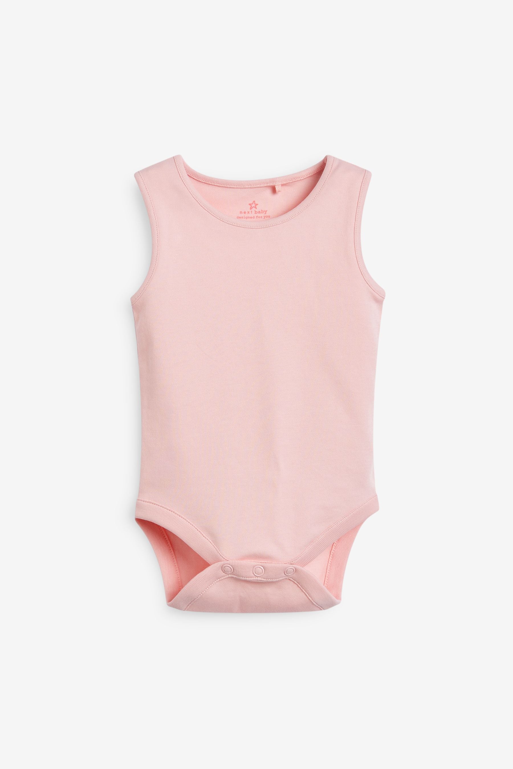 Pink/White 5 Pack Baby Vest Bodysuits