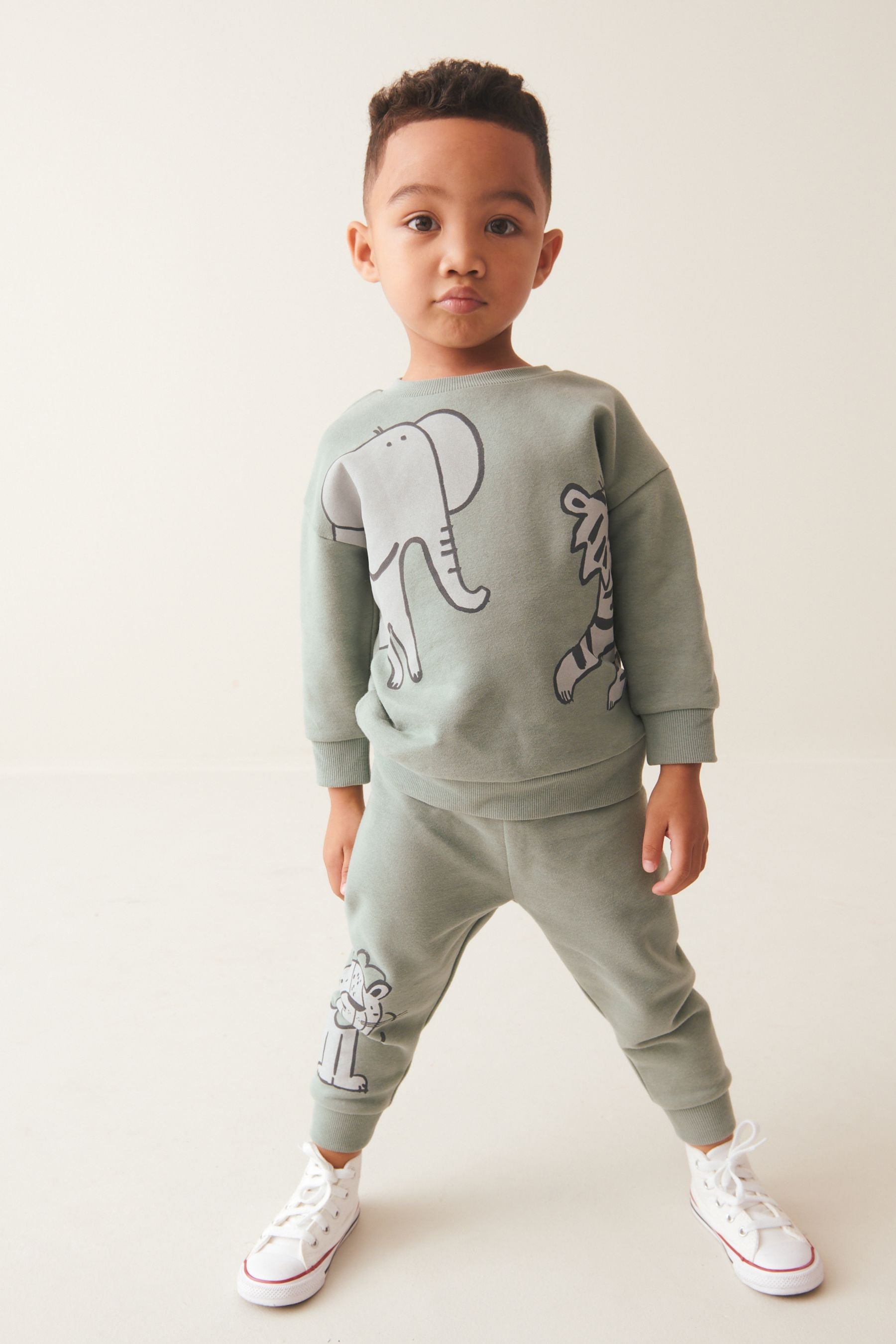 Mineral Blue Animal Character Sweatshirt and Jogger Set (3mths-7yrs)