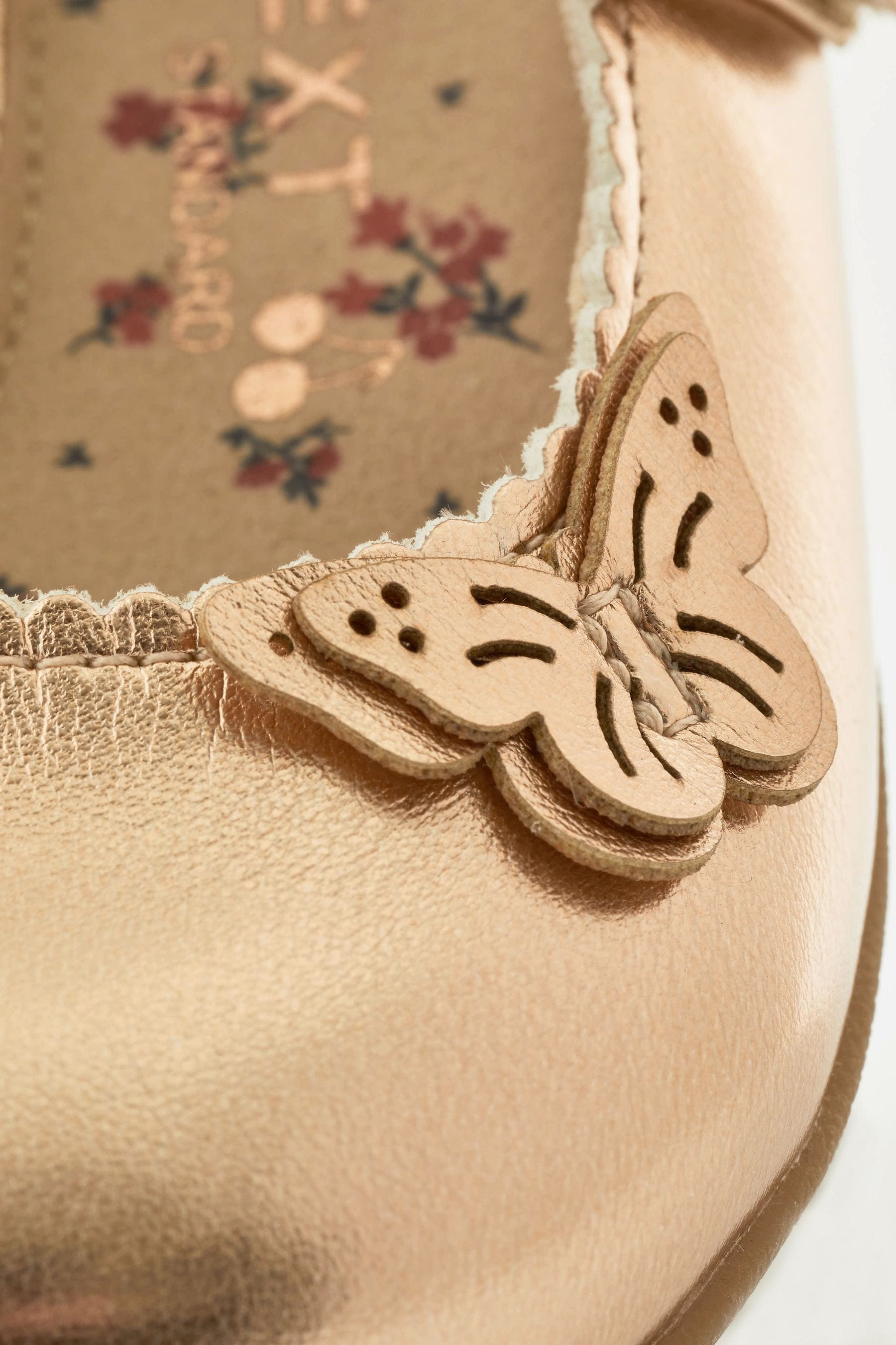 Rose Gold Wide Fit (G) Butterfly Mary Jane Shoes