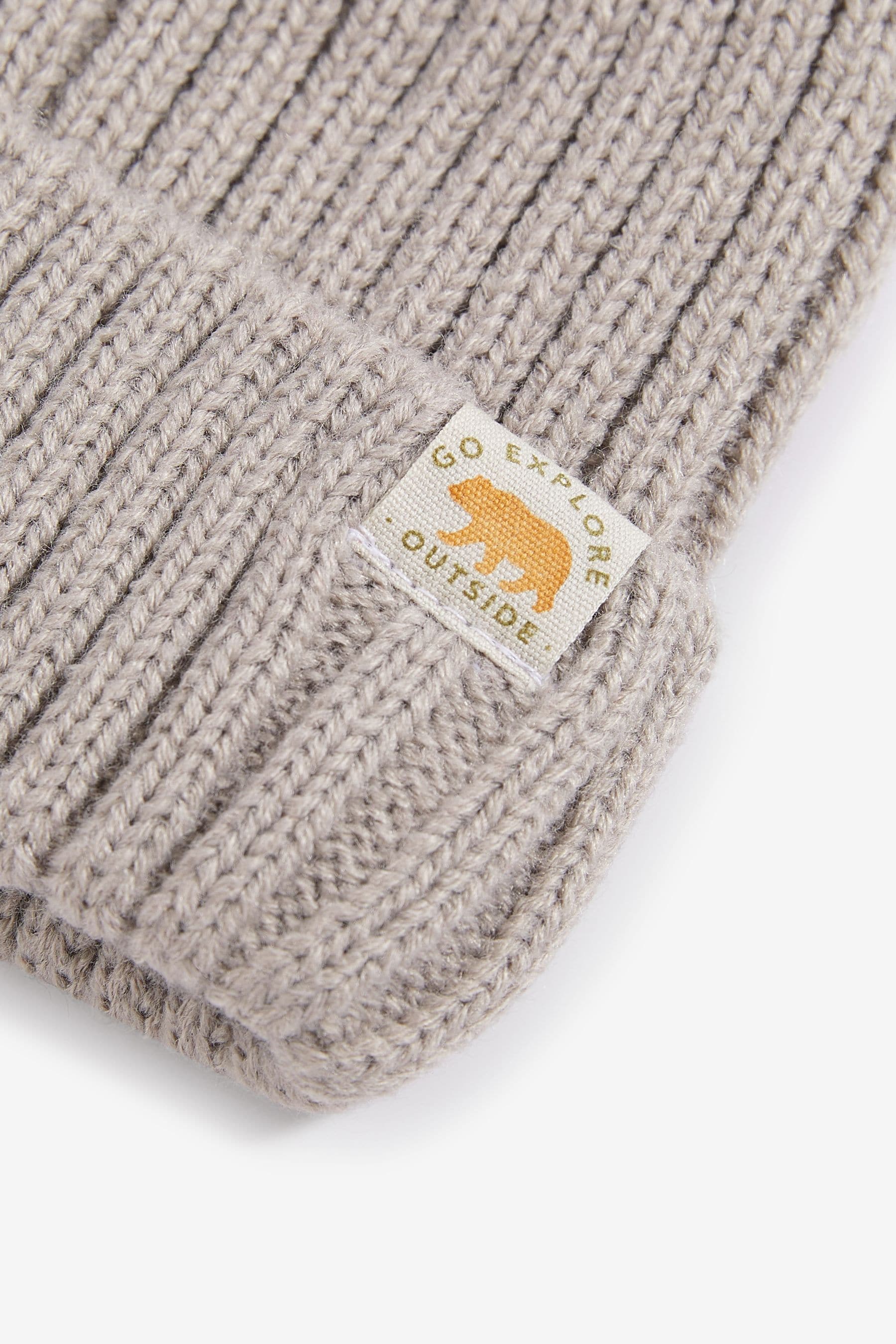 Neutral Knitted Rib Pom Hat (3mths-10yrs)