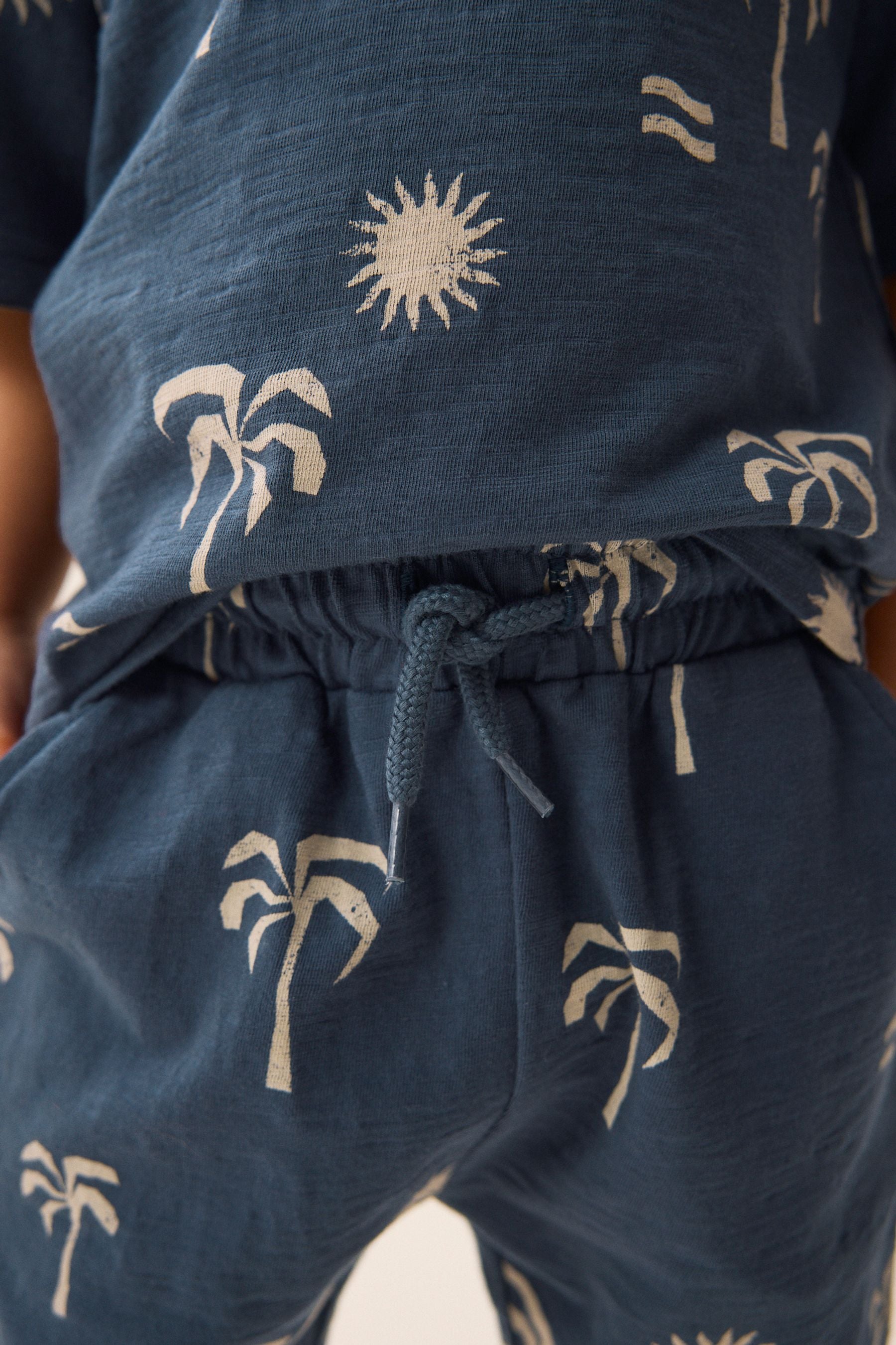 Navy Blue Palms T-Shirt And Shorts Set (3mths-7yrs)