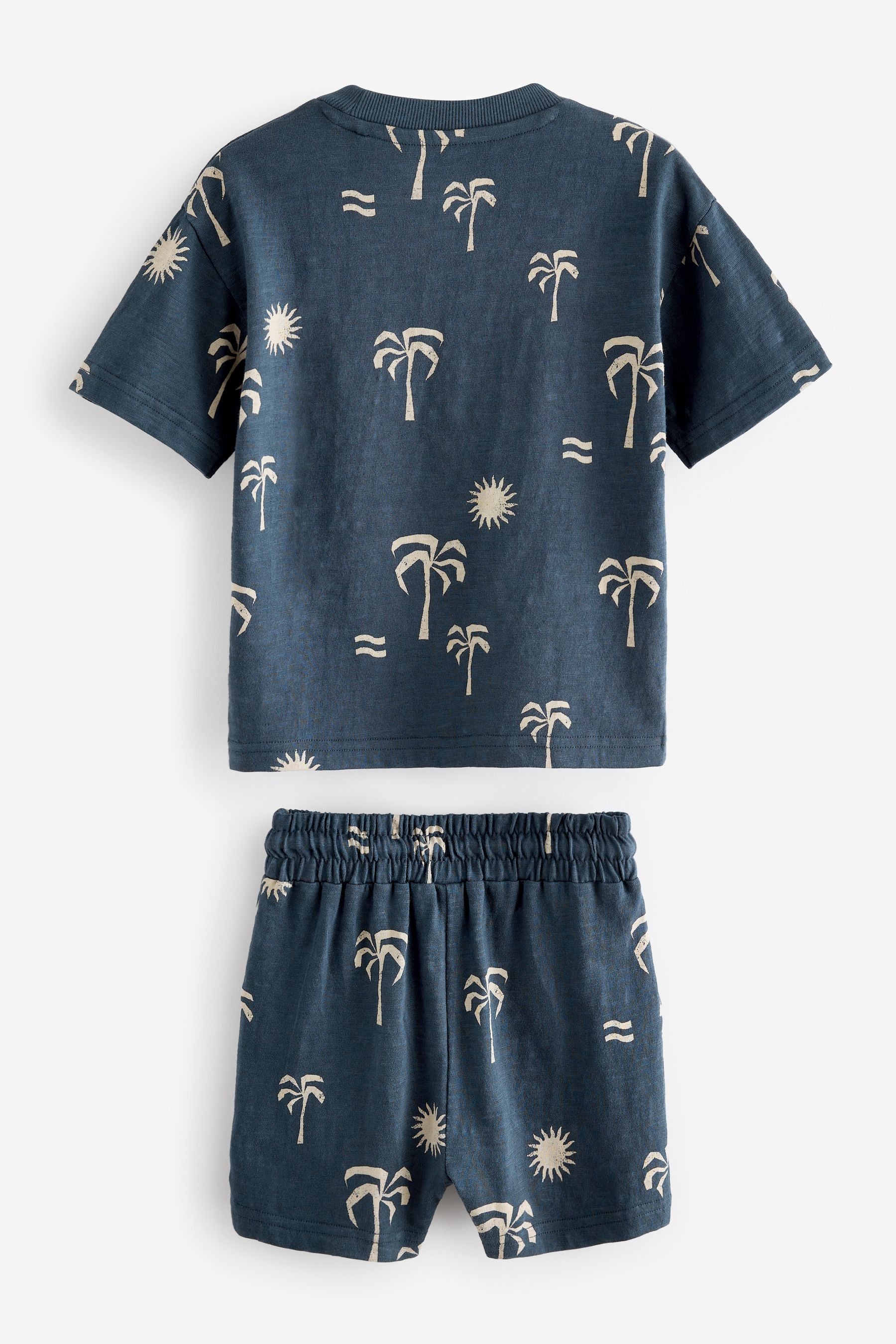 Navy Blue Palms T-Shirt And Shorts Set (3mths-7yrs)