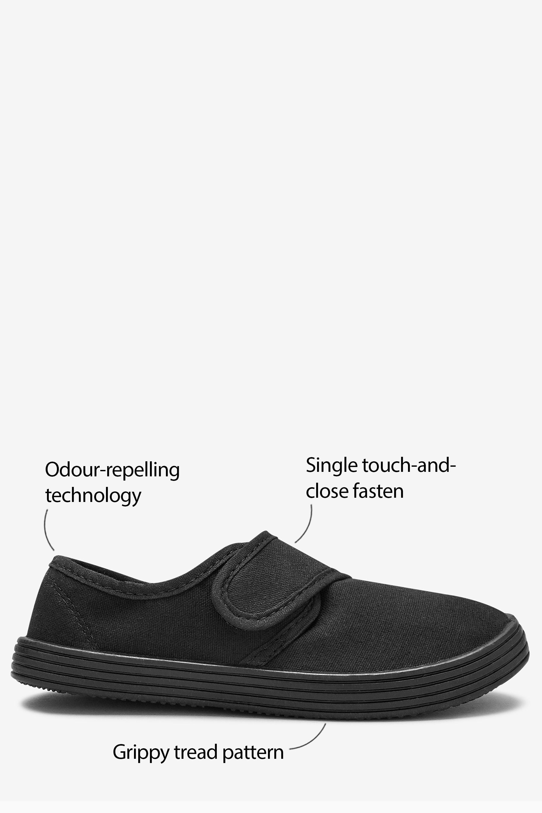 Black Standard Fit (F) Plimsolls School Shoes