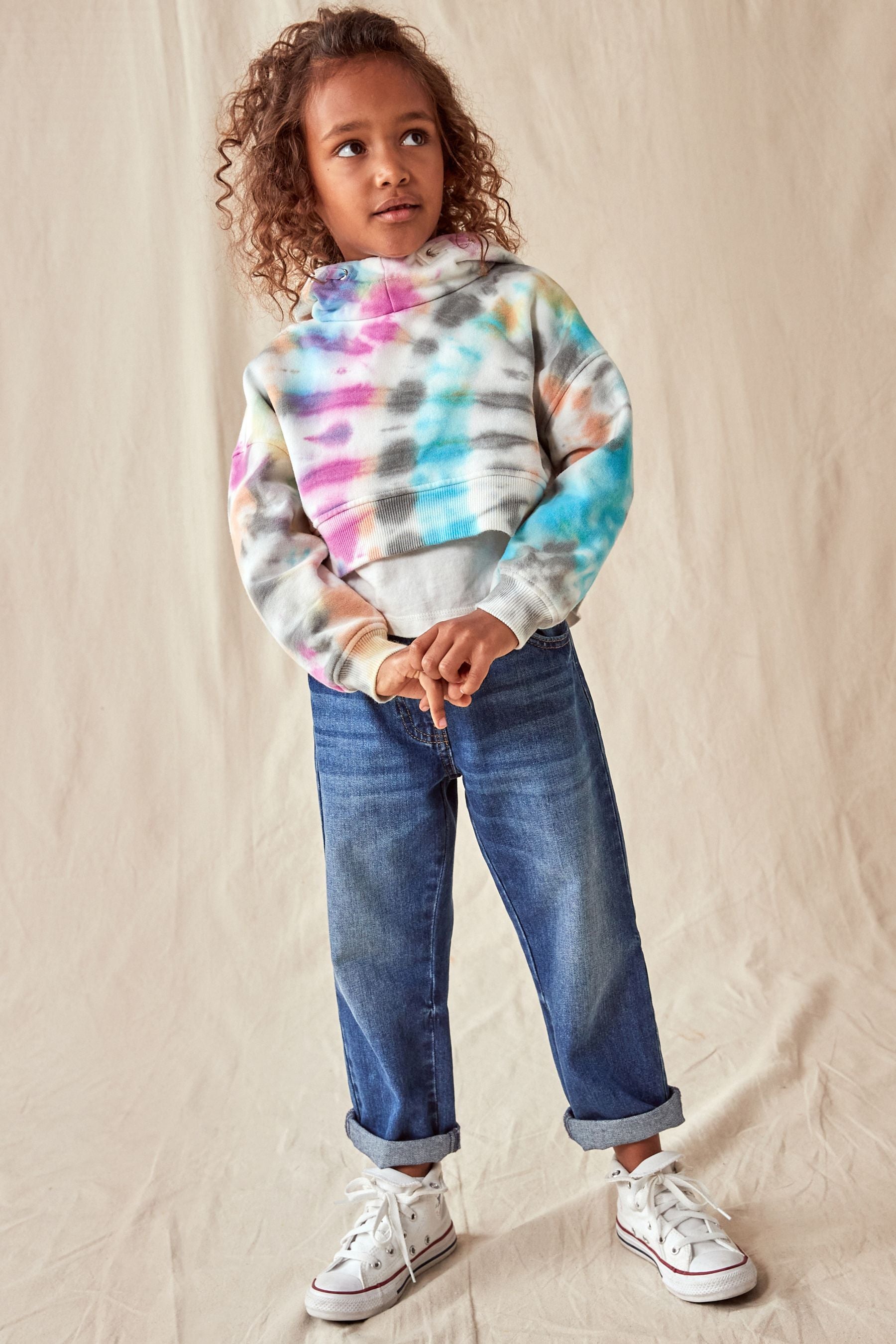 Multi Tie Dye Cropped Hoodie (3-16yrs)