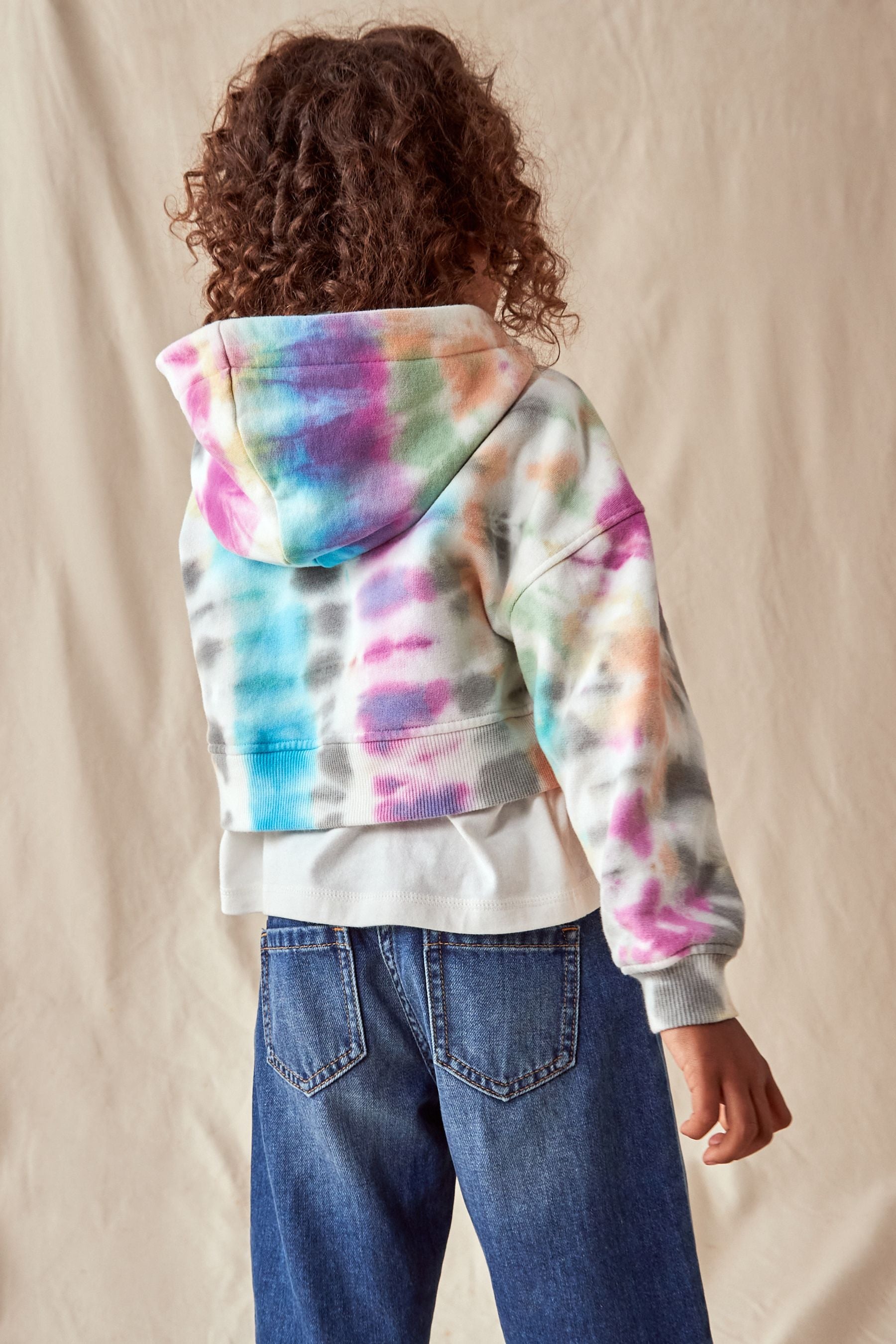 Multi Tie Dye Cropped Hoodie (3-16yrs)