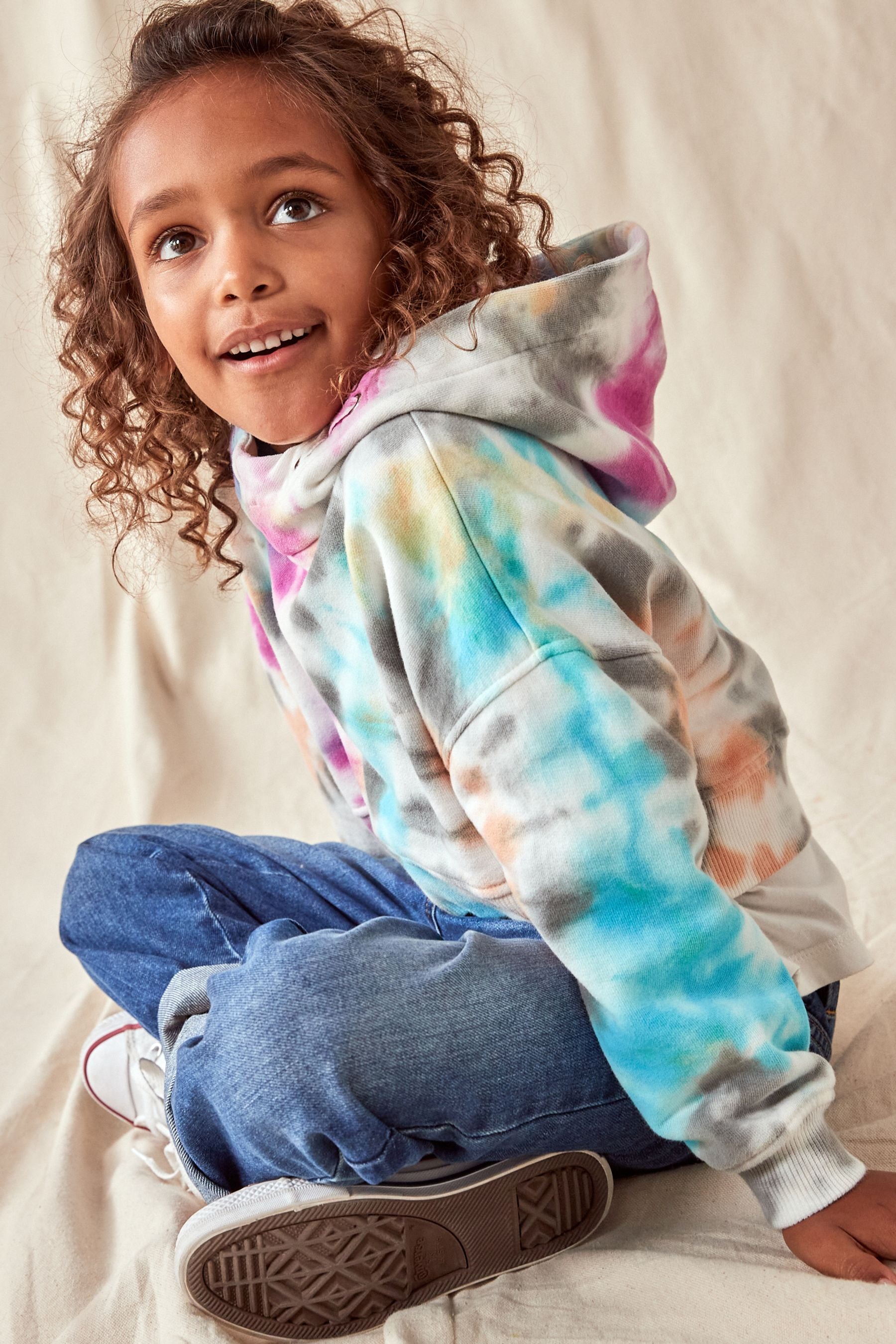 Multi Tie Dye Cropped Hoodie (3-16yrs)