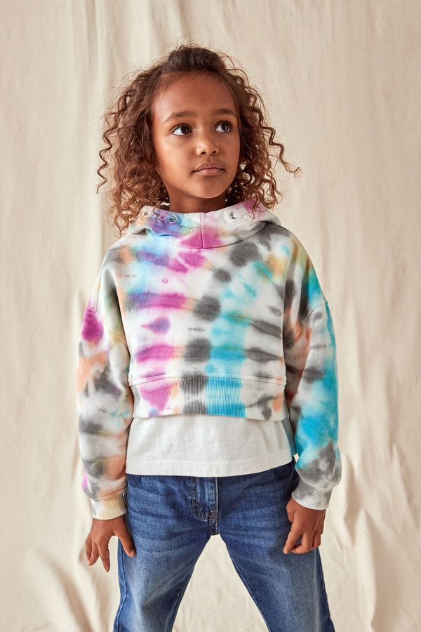 Multi Tie Dye Cropped Hoodie (3-16yrs)