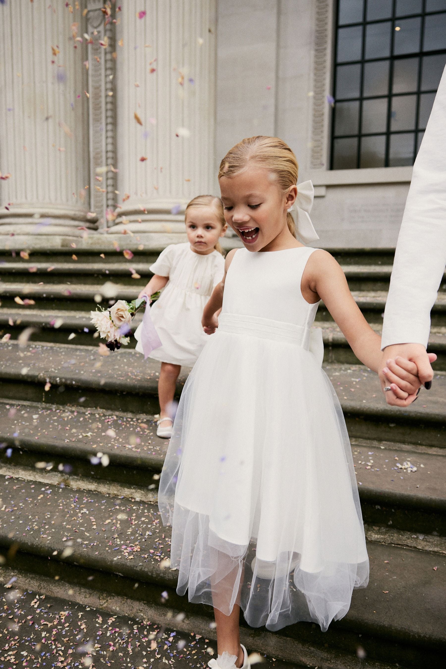 White Flower Girl Bow Dress (3mths-16yrs)