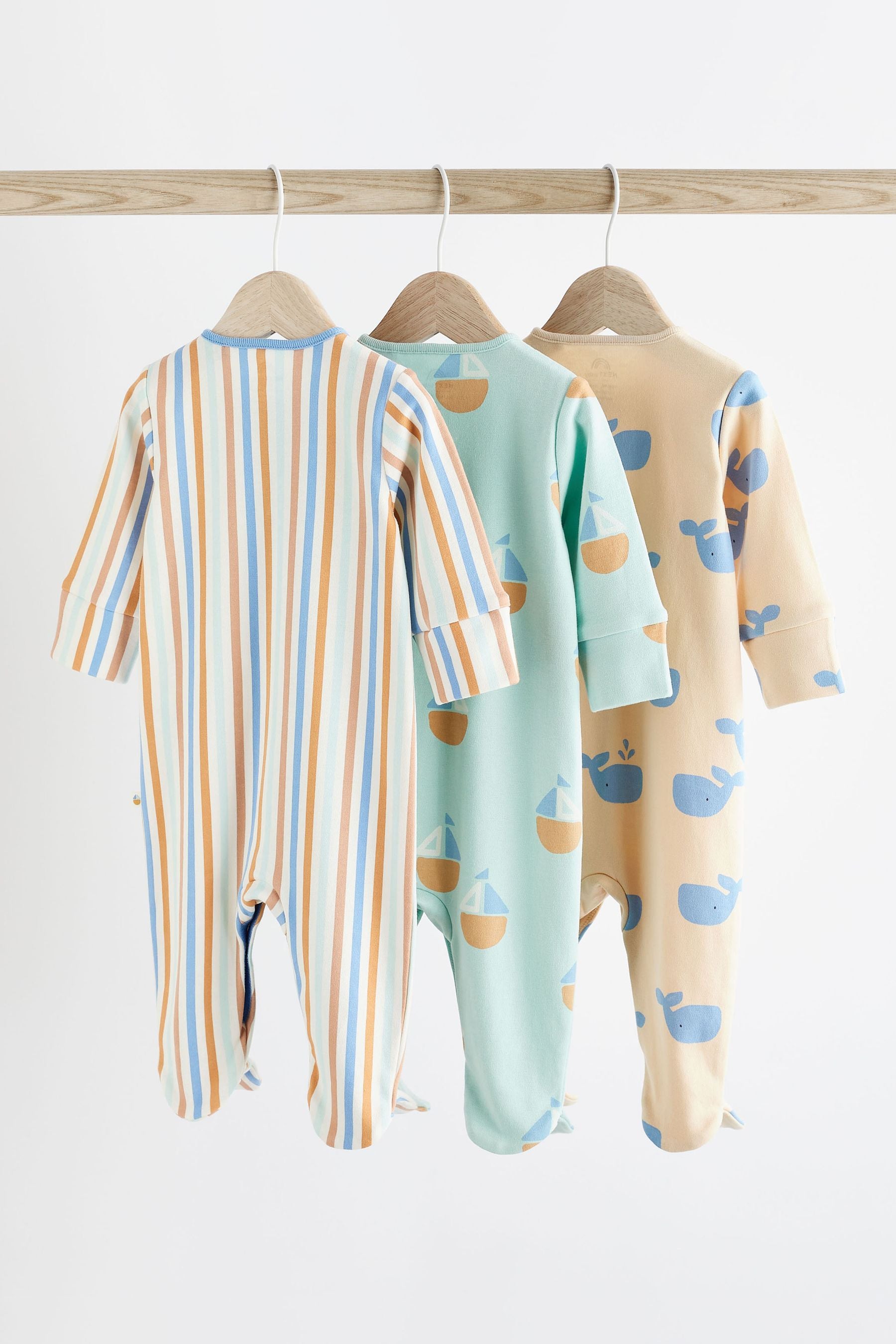 Multi Stripe Baby Sleepsuits 3 Pack (0mths-3yrs)