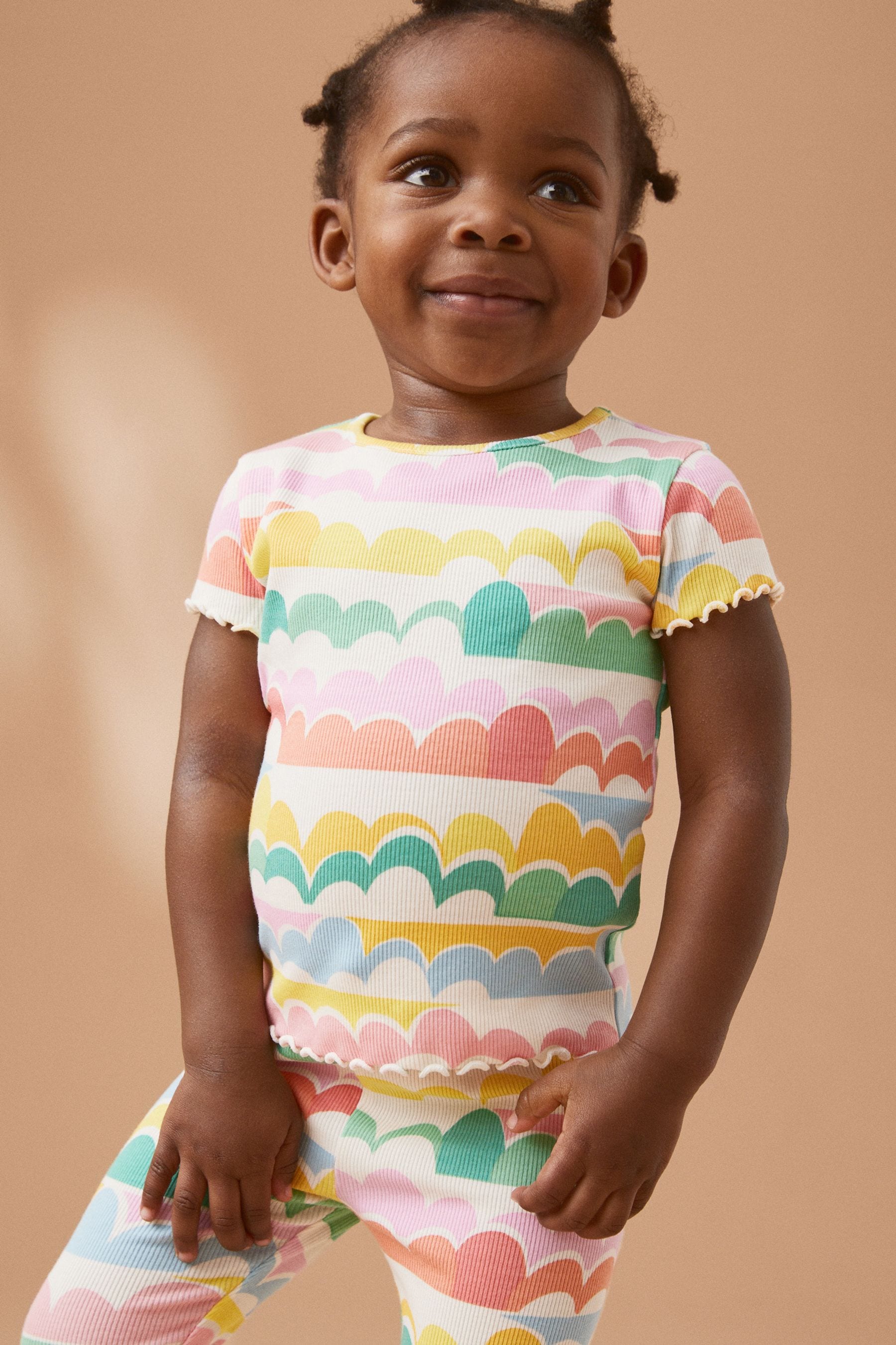 Rainbow Short Sleeve Rib Top (3mths-7yrs)