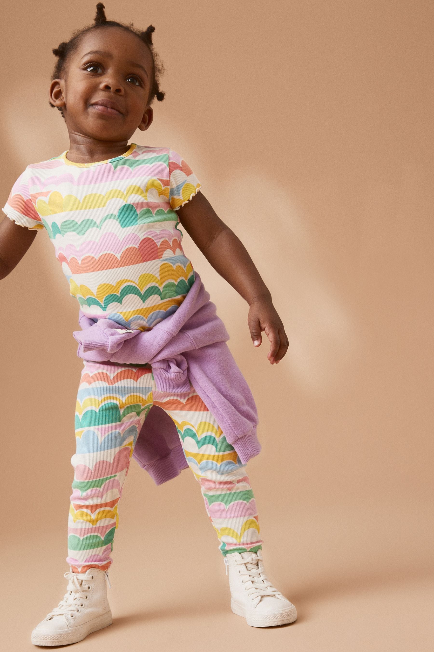 Rainbow Short Sleeve Rib Top (3mths-7yrs)