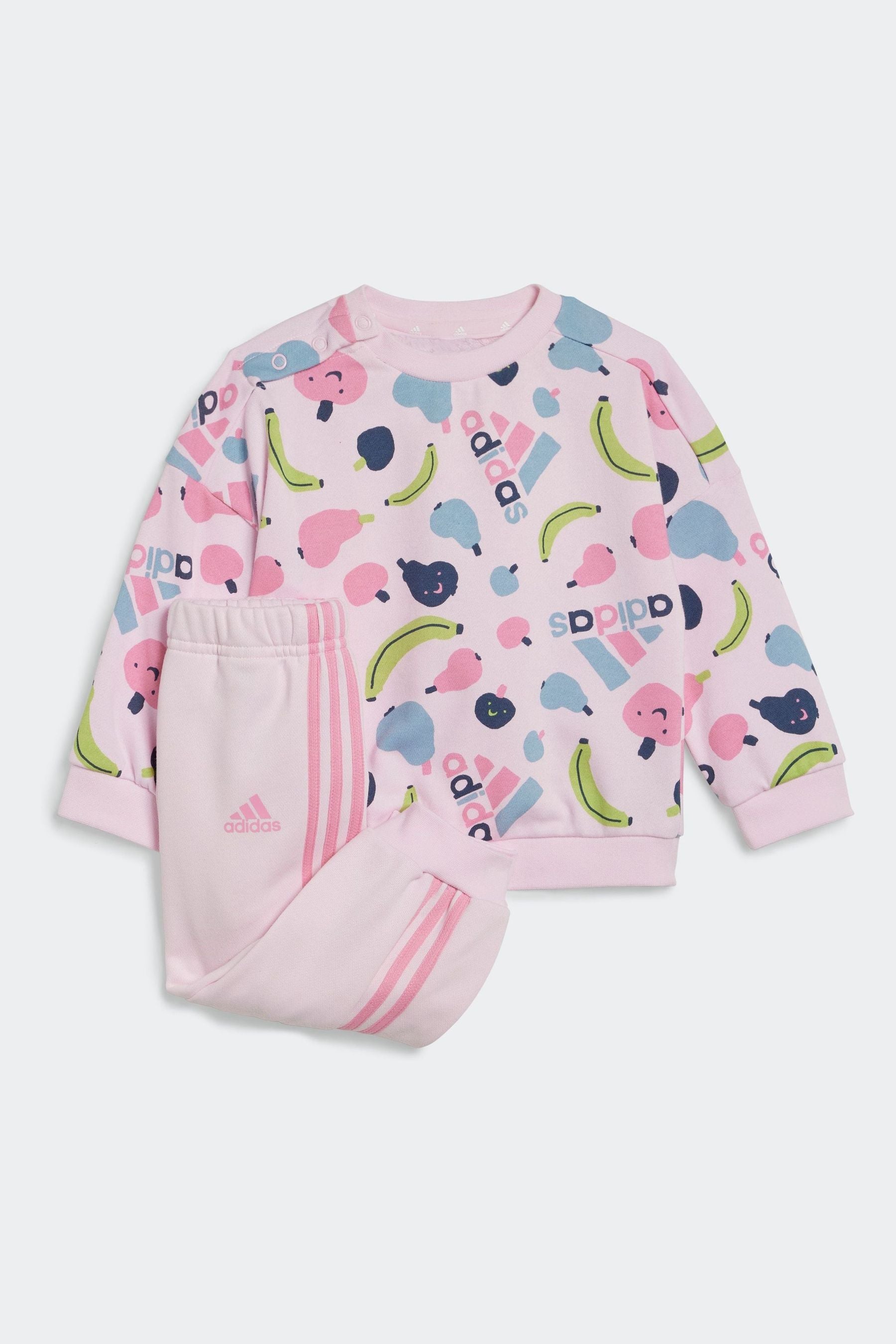 Pink adidas Sportswear Essentials Allover Print Jogger Set