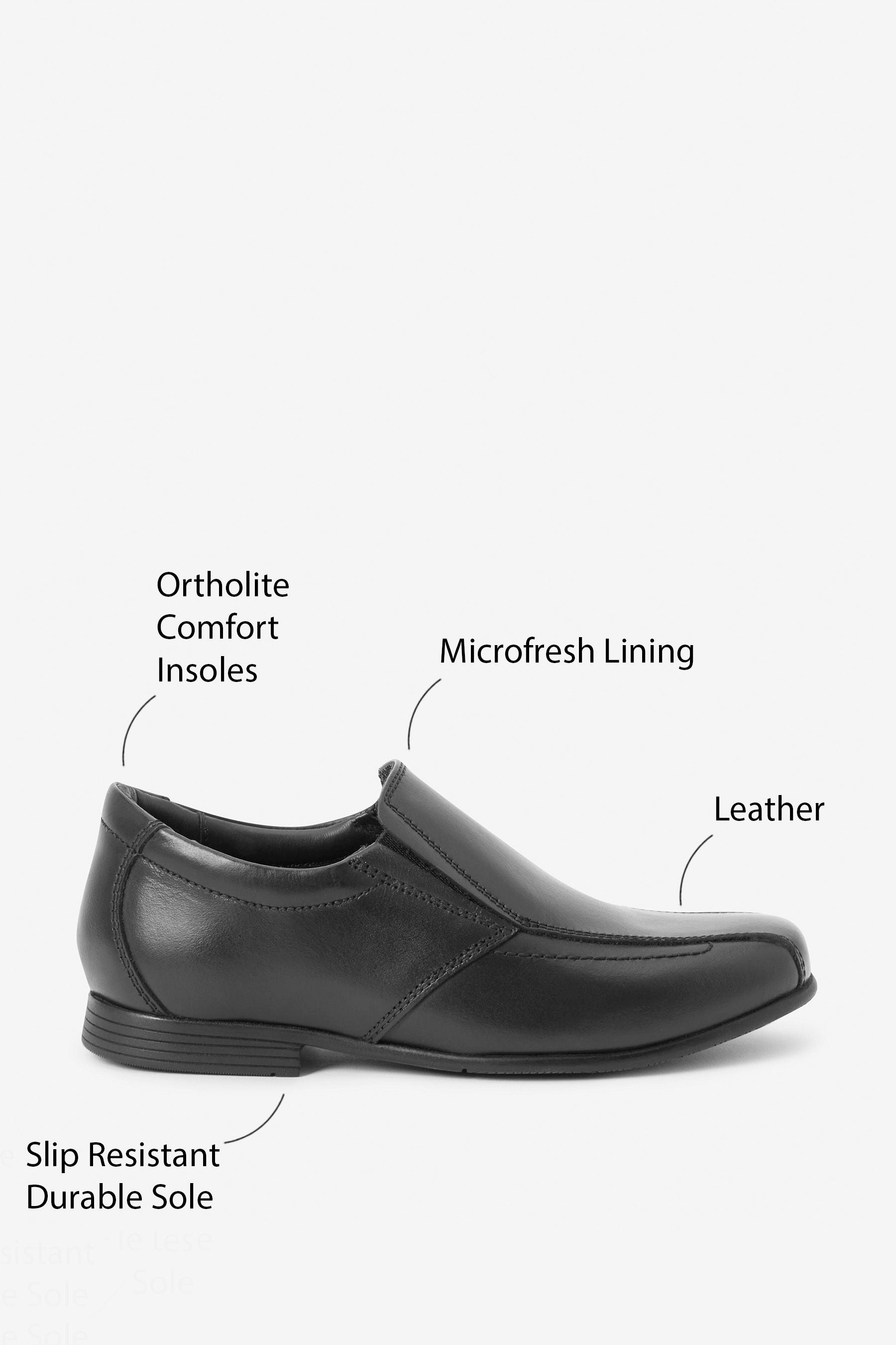 Black Standard Fit (F) School Leather Formal Loafers