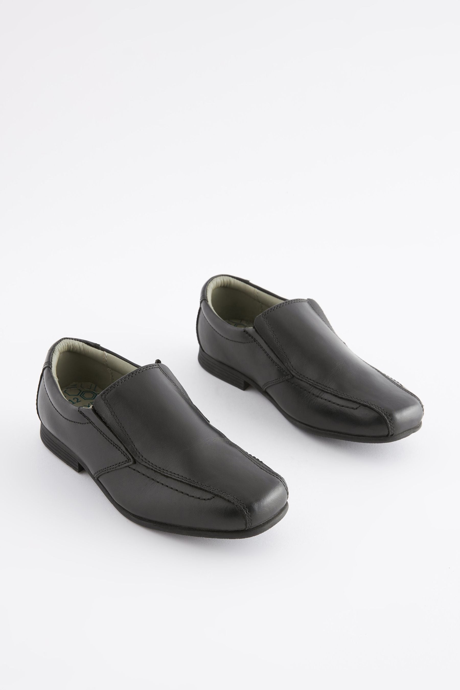 Black Standard Fit (F) School Leather Formal Loafers