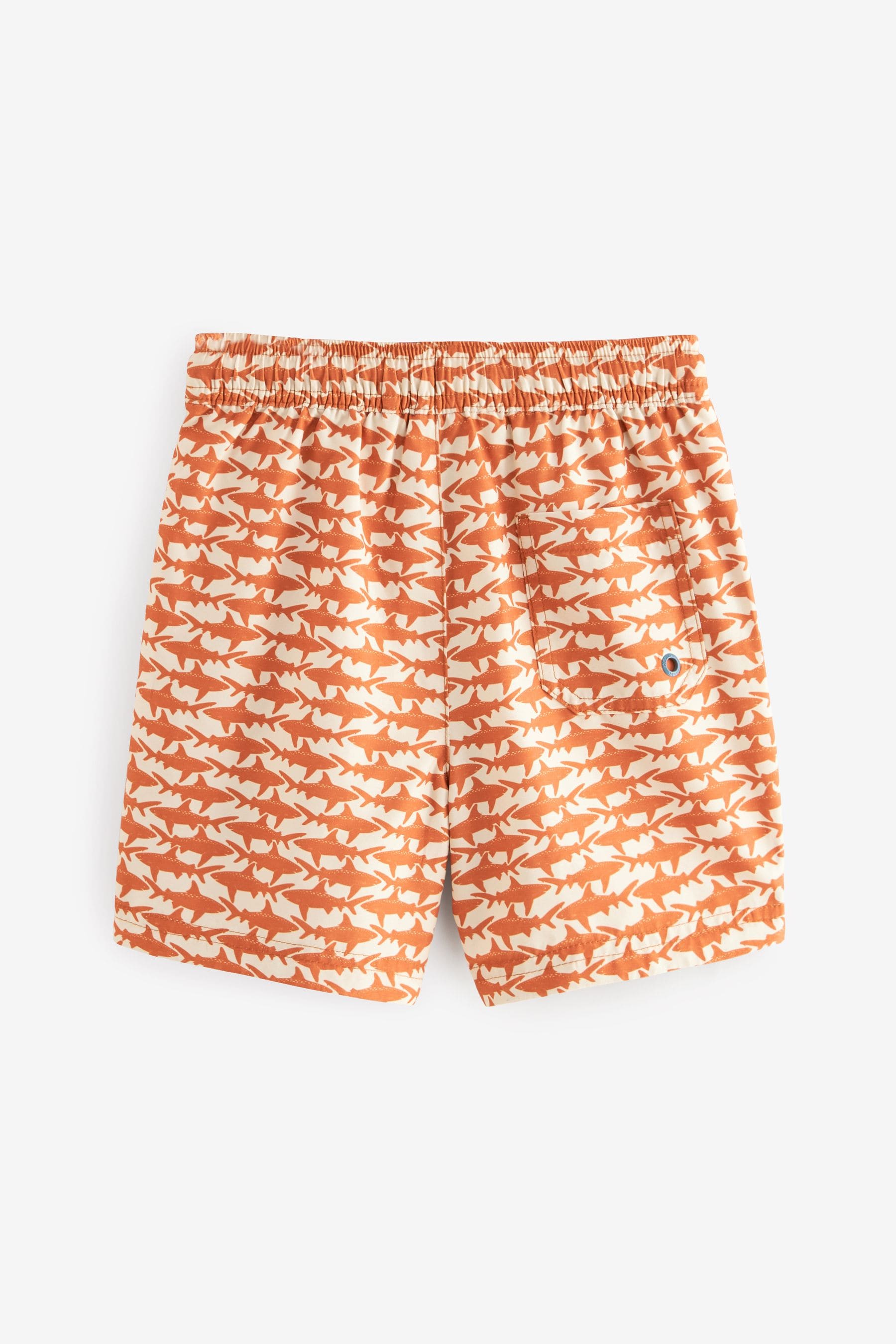 Neutral Shark Printed Swim Shorts (3mths-16yrs)